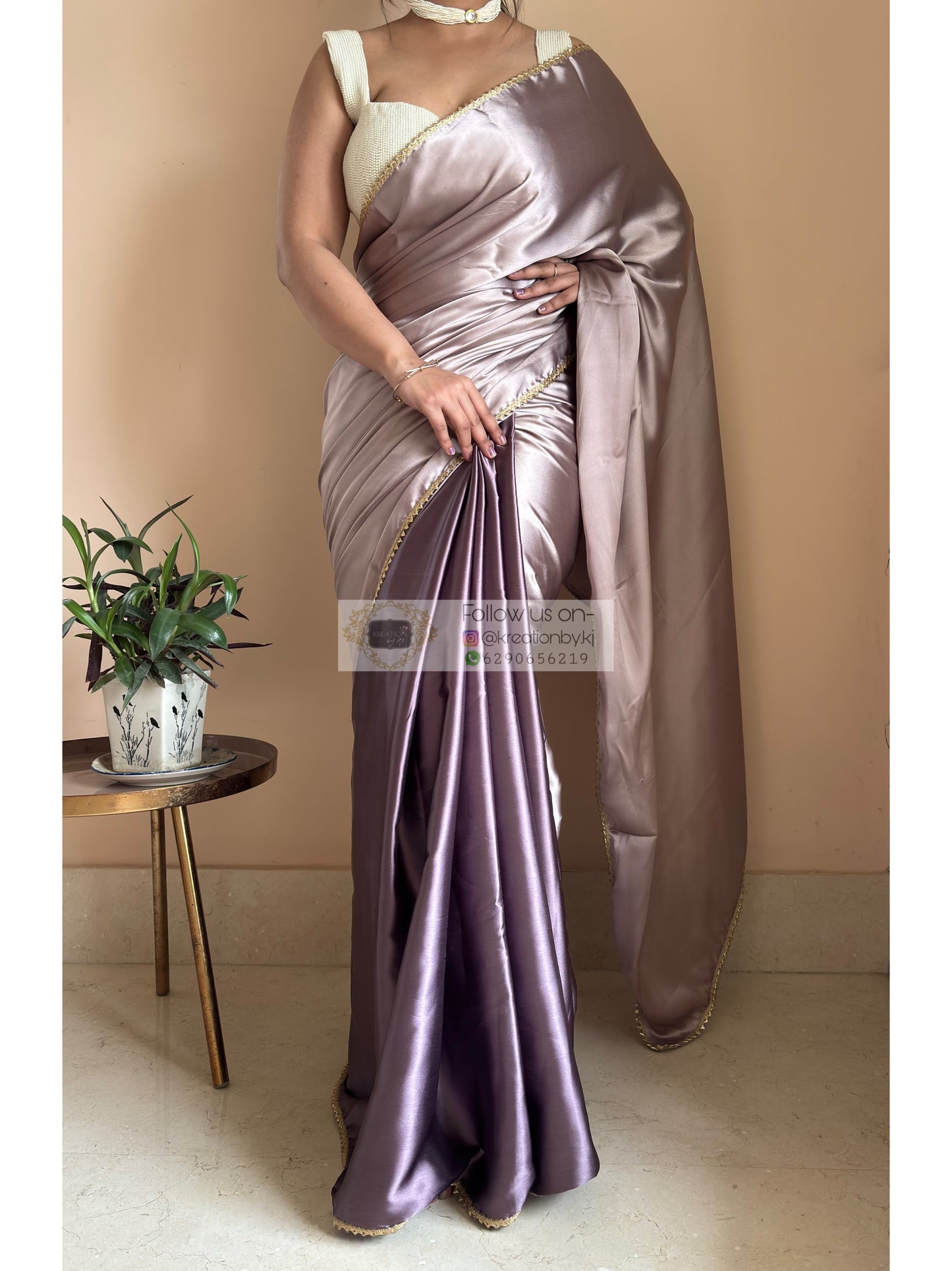 Echo of Elegance Cocktail Satin Silk Saree kreationbykj