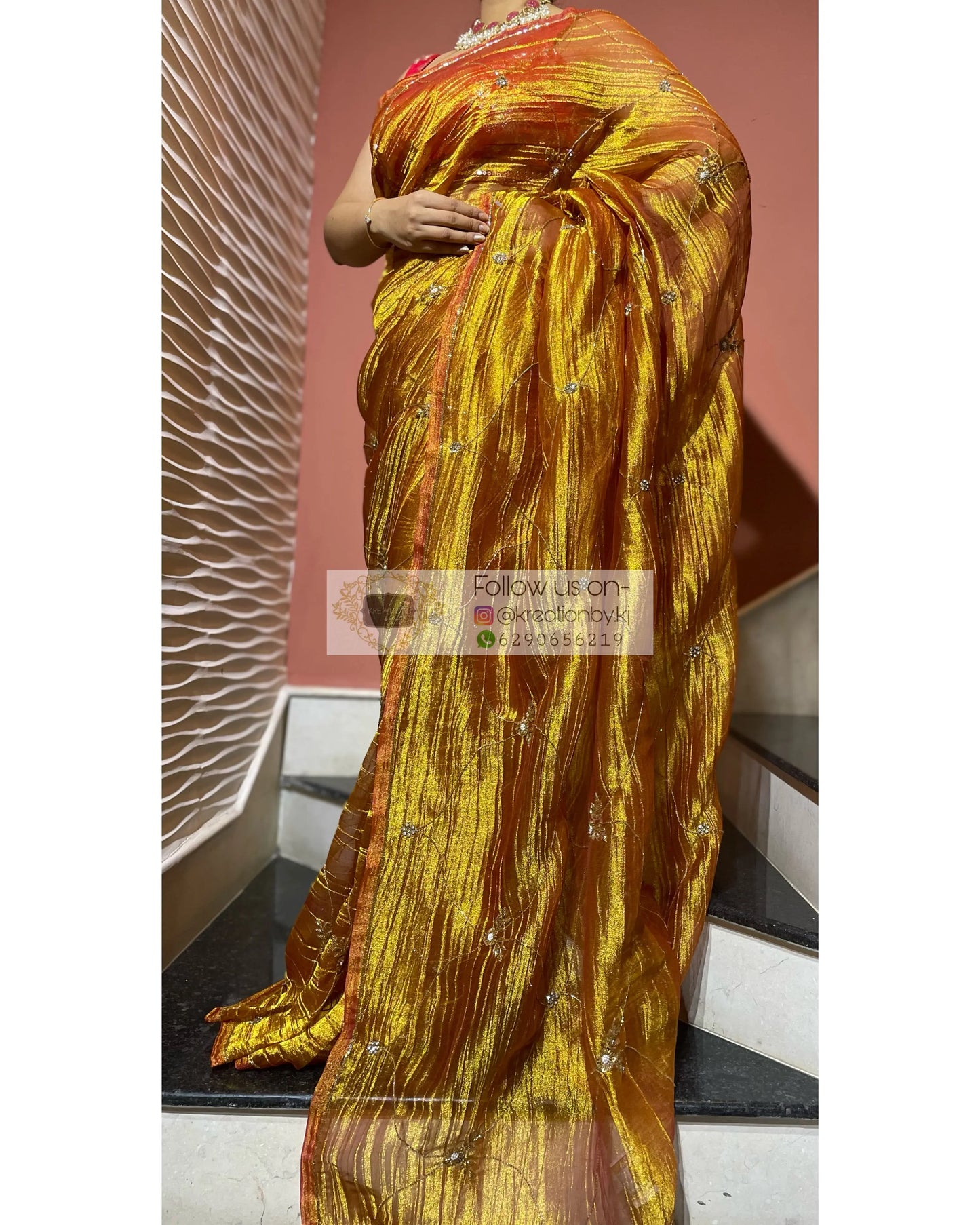 Fiery Gold Kashish Saree kreationbykj