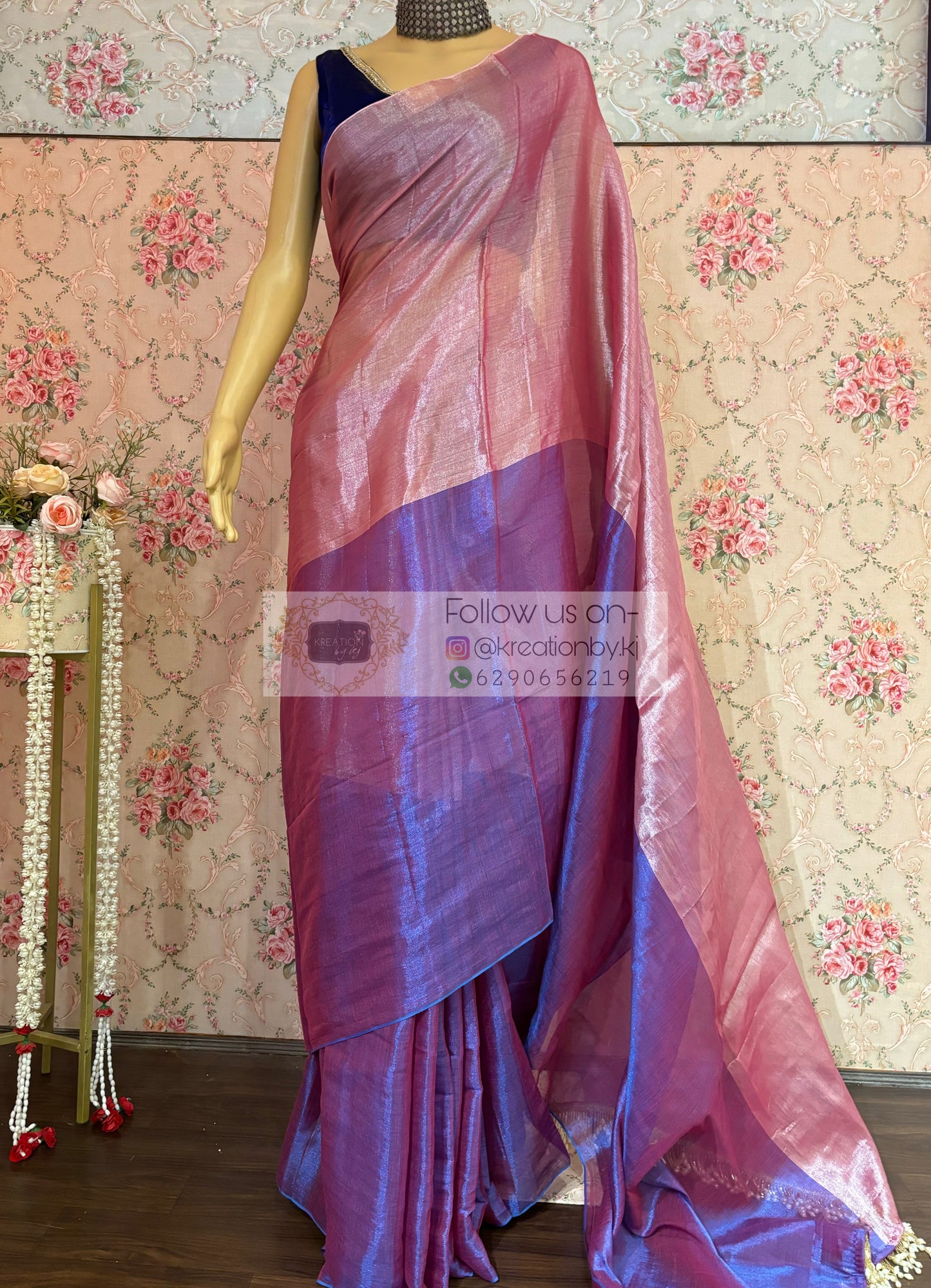 Pink Orchid Two in One Tissue Saree kreationbykj