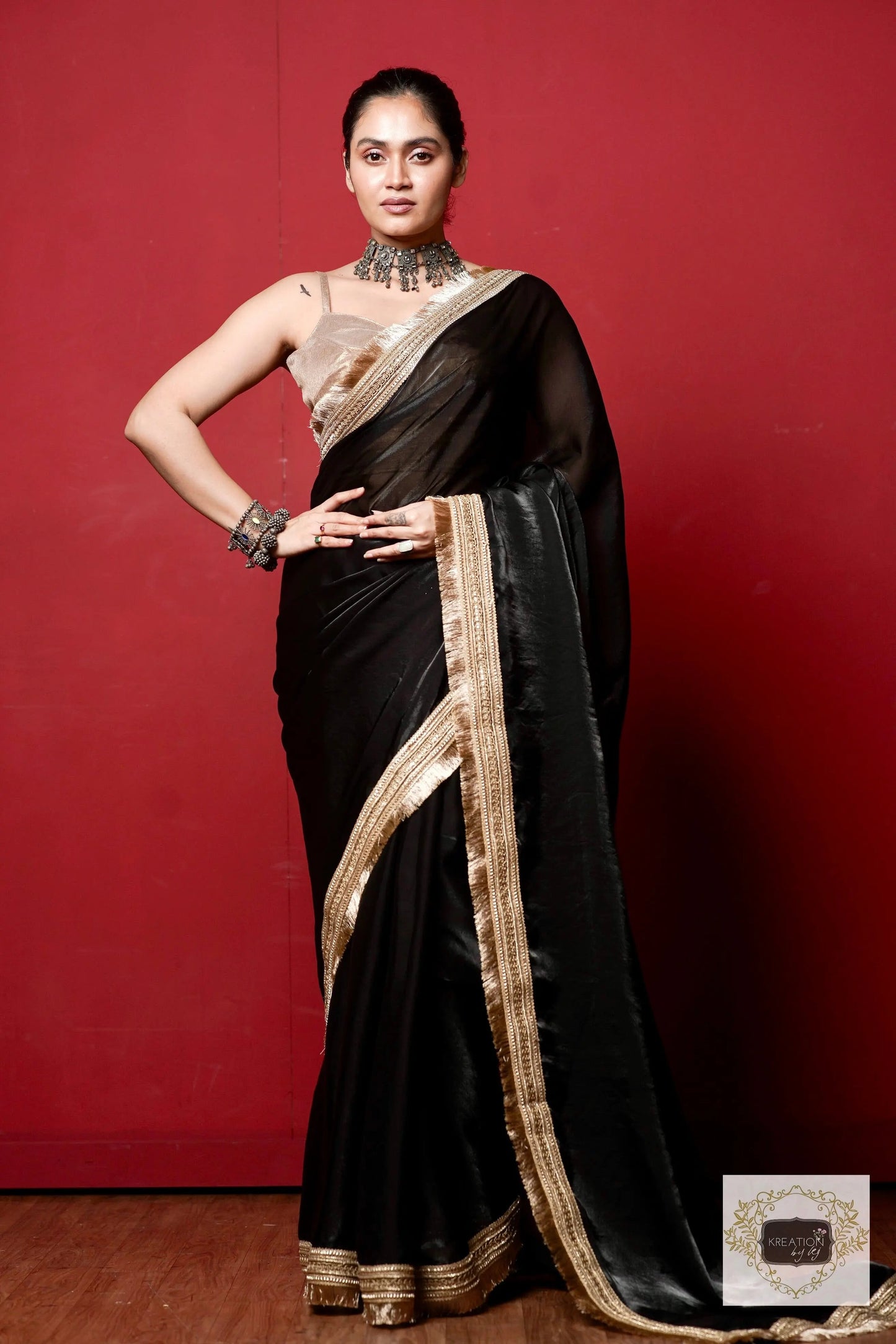 Black Banno Saree kreationbykj