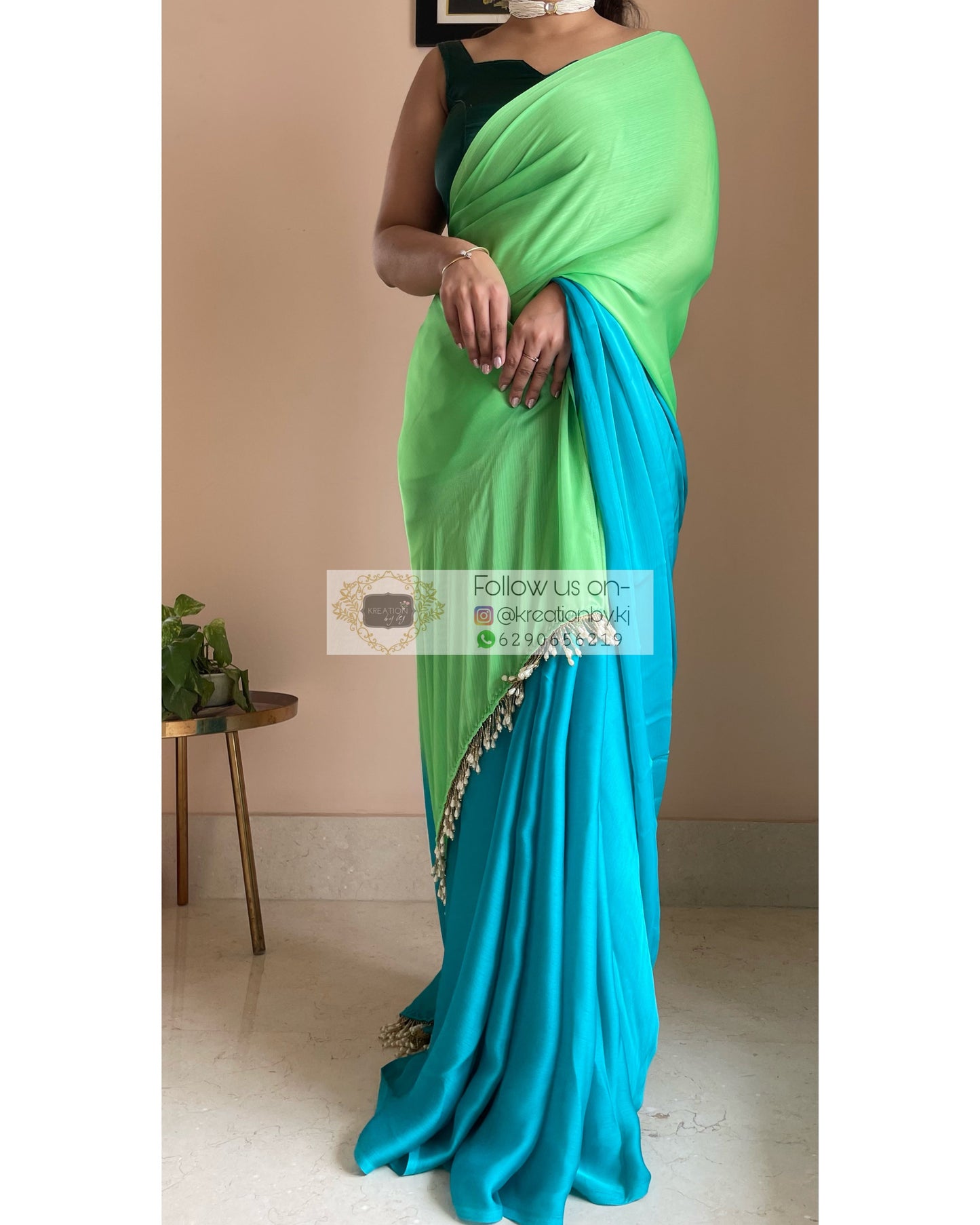 Mojito Ombré Chinnon Saree kreationbykj