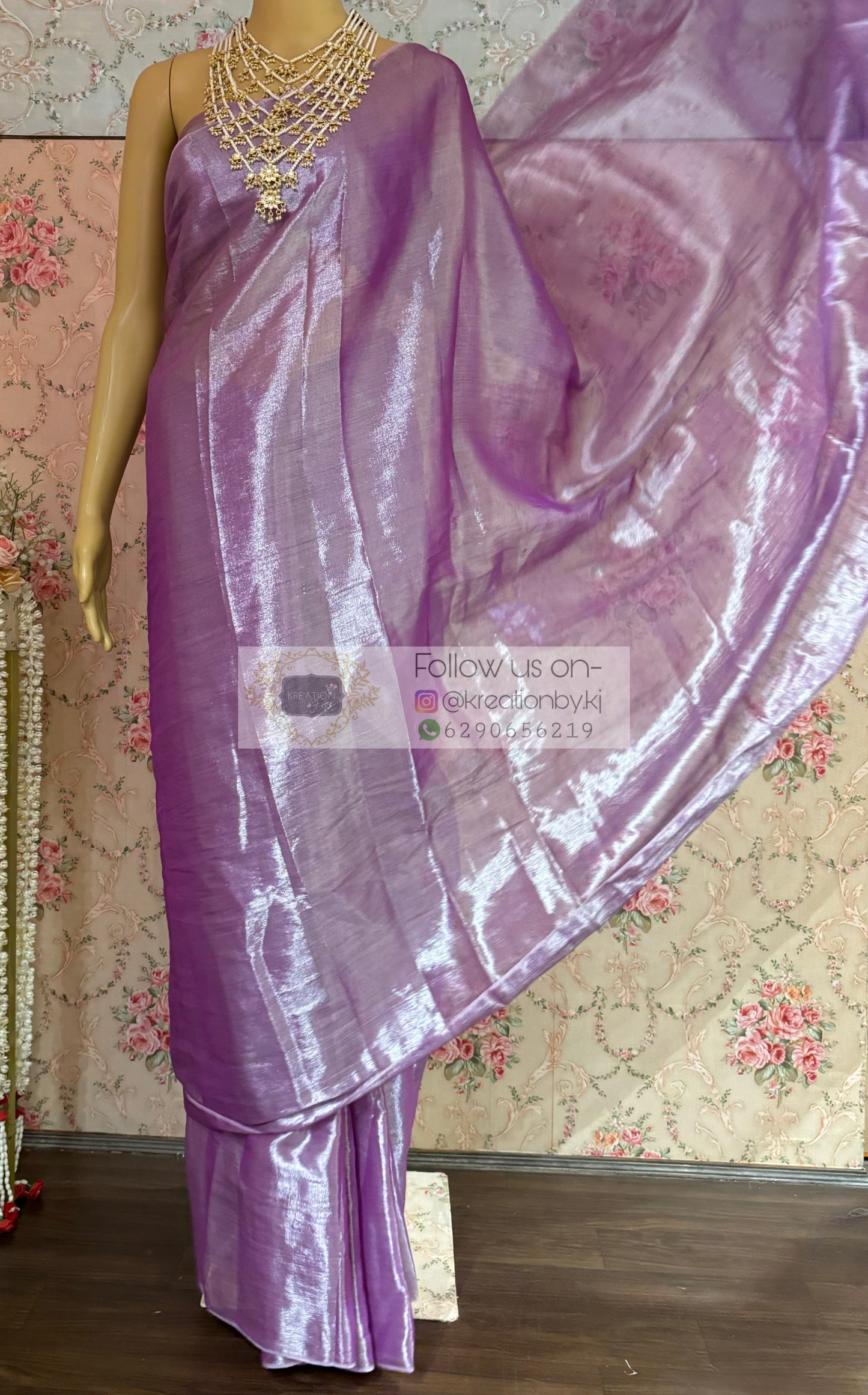 Lavender Cotton Tissue Saree kreationbykj