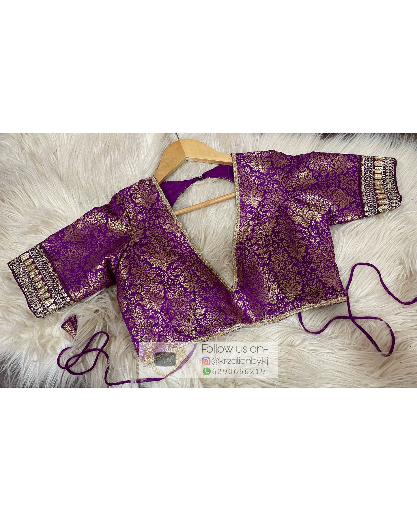 Purple Brocade Choli Blouse