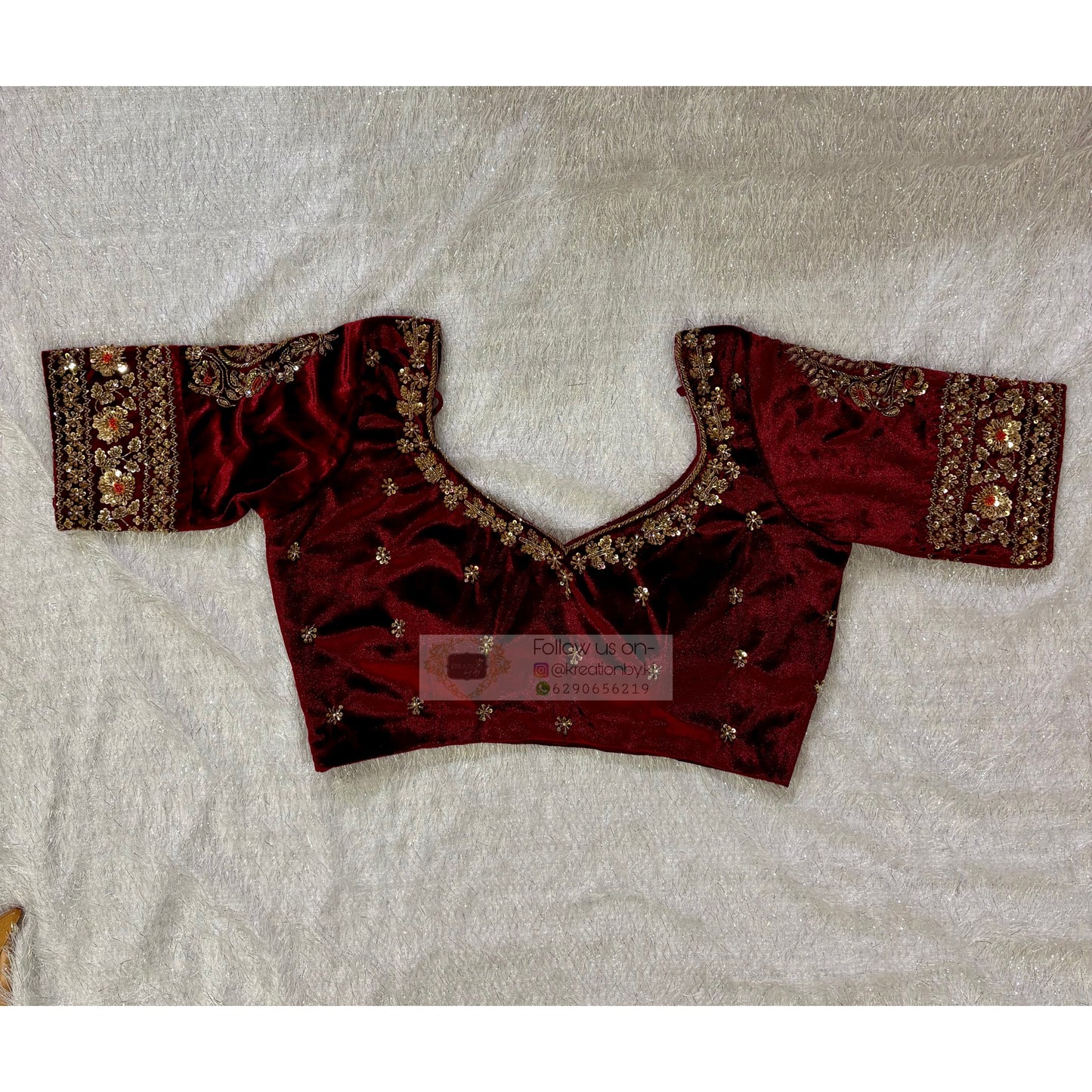 Burgundy Velvet Bridal Blouse kreationbykj
