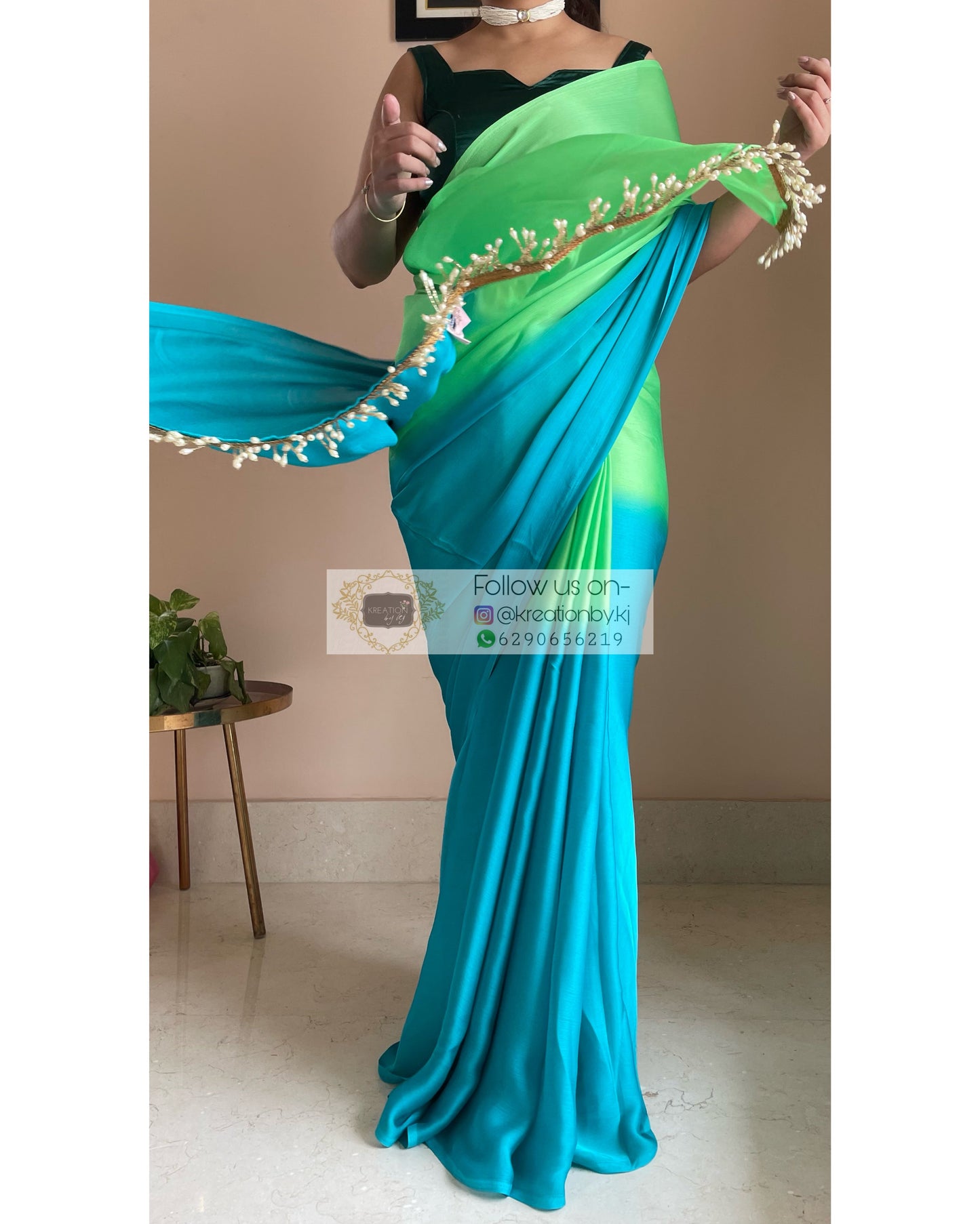 Mojito Ombré Chinnon Saree kreationbykj