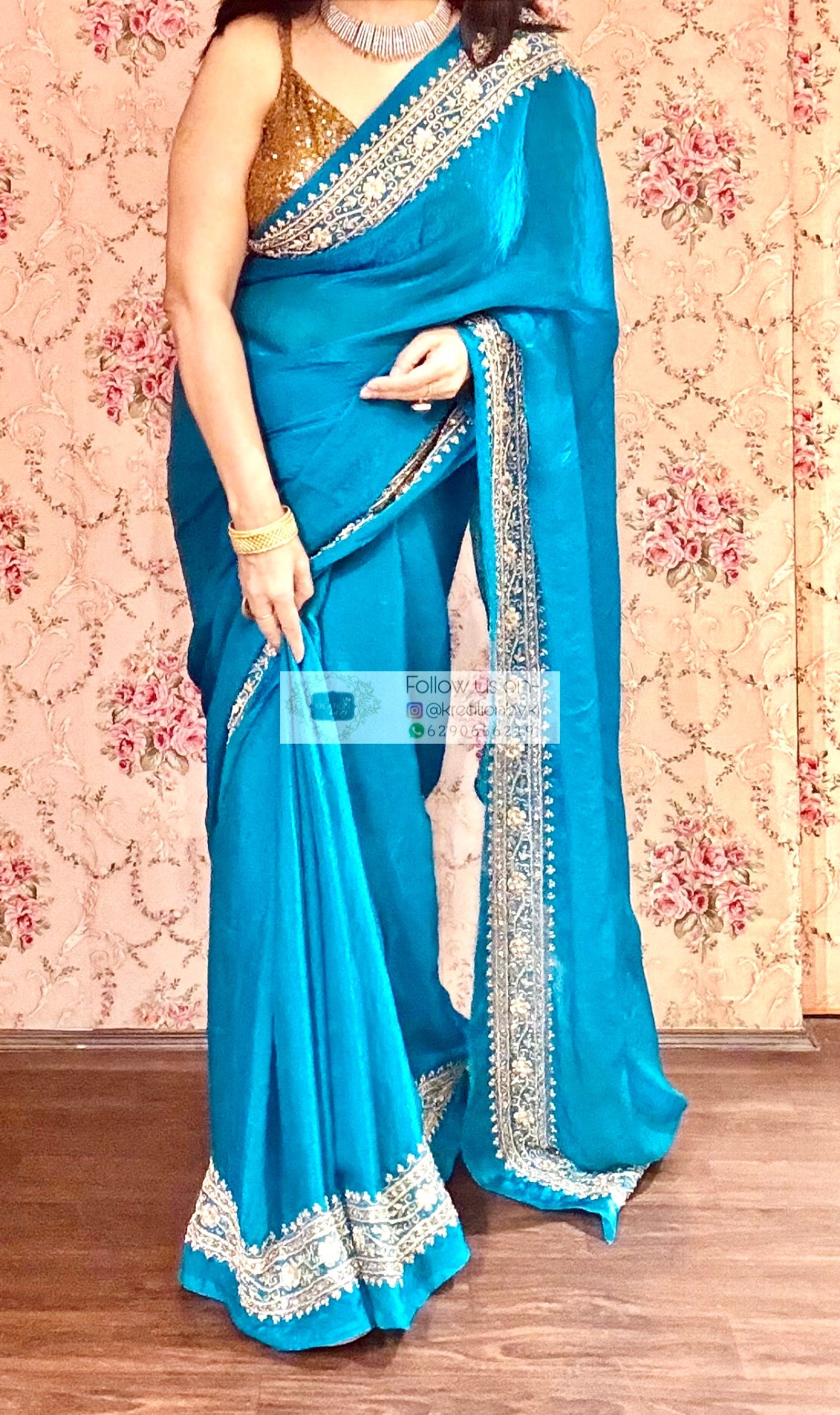 Persian Blue Zarina Saree kreationbykj
