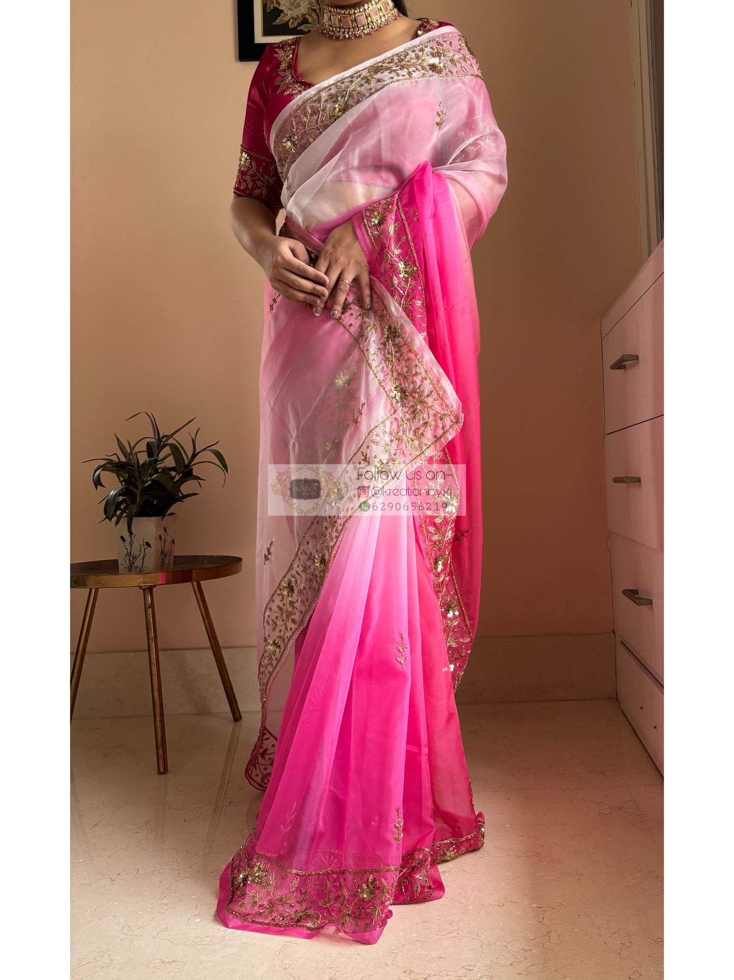 Gulabi Ombré Anaya Saree kreationbykj