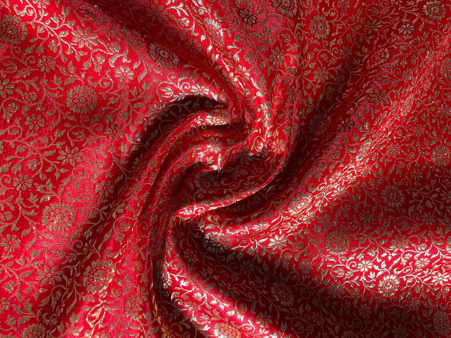 Red Banarasi Brocade Fabric kreationbykj