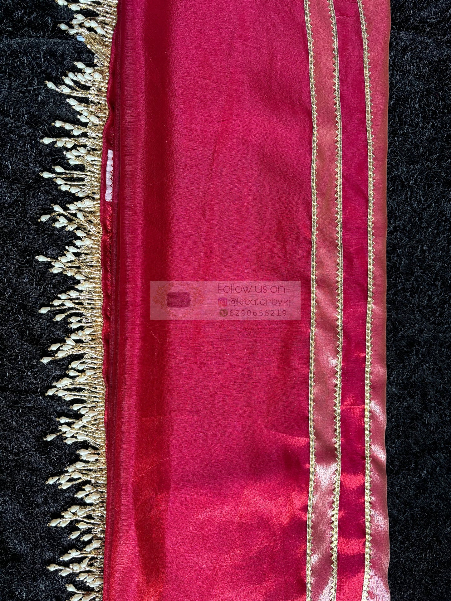Cherry Red Designer Tissue Silk Banarasi Saree kreationbykj
