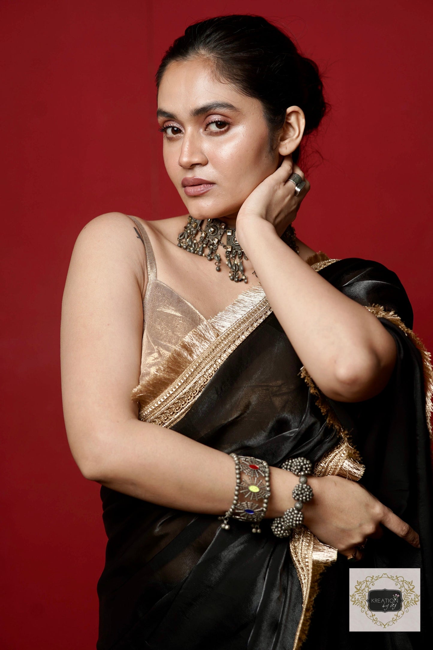 Black Banno Saree kreationbykj