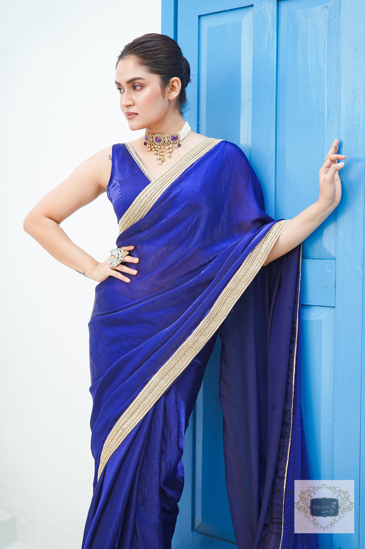 Azure Oia Cocktail Saree kreationbykj