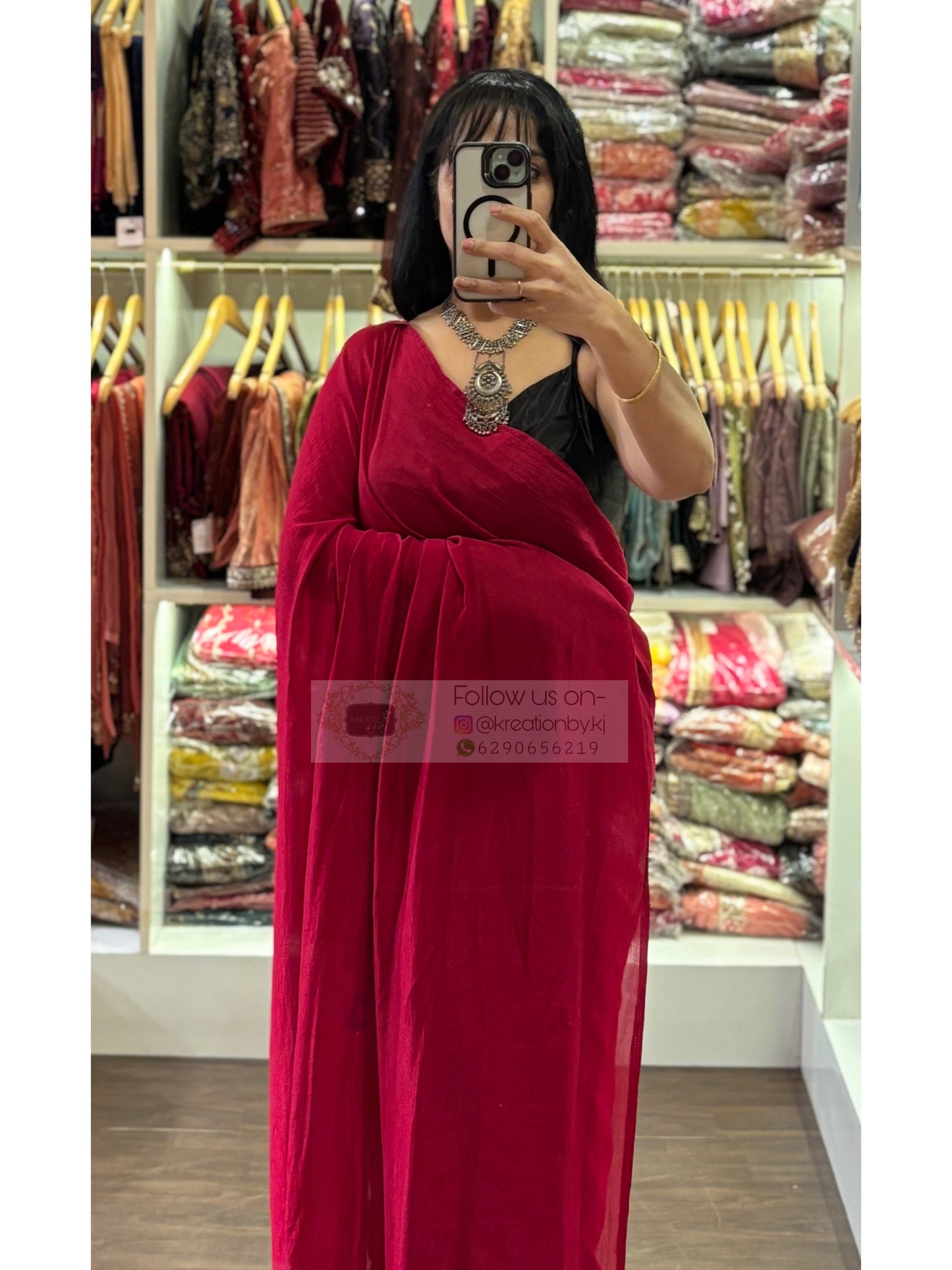Pink Petunia Saree with Handmade Tassels on Pallu kreationbykj