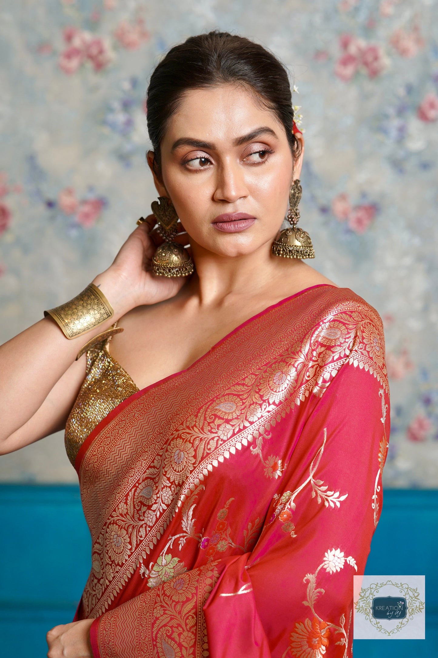 Pink Katan Bridal Banarasi Saree kreationbykj