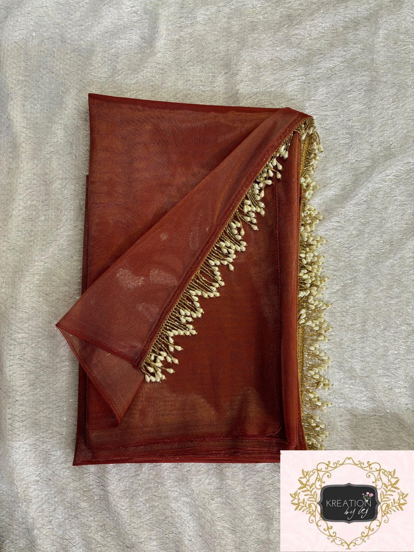 Caramel Tissue Net Cocktail Saree kreationbykj