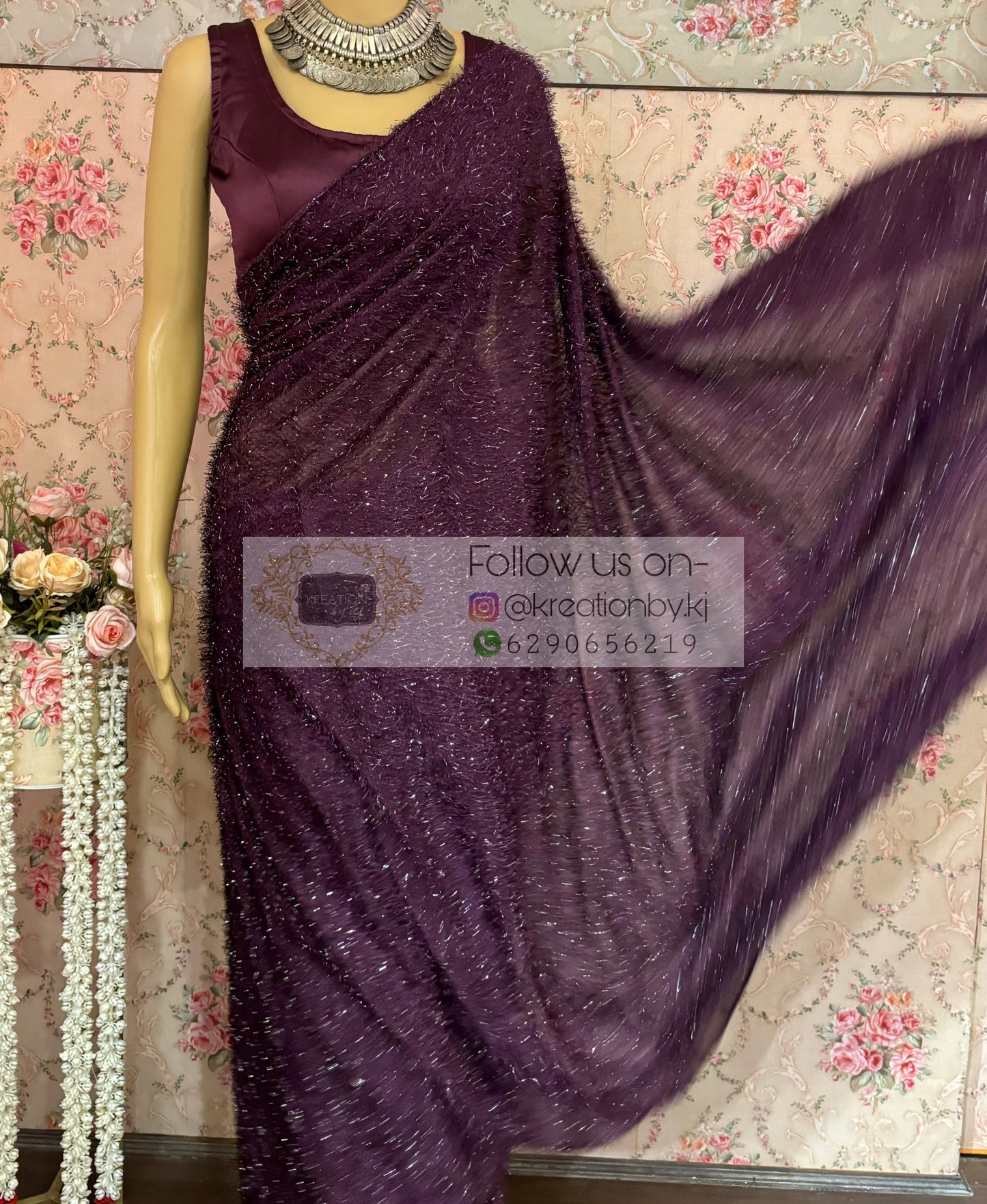 Mariana Wine Fur Saree kreationbykj