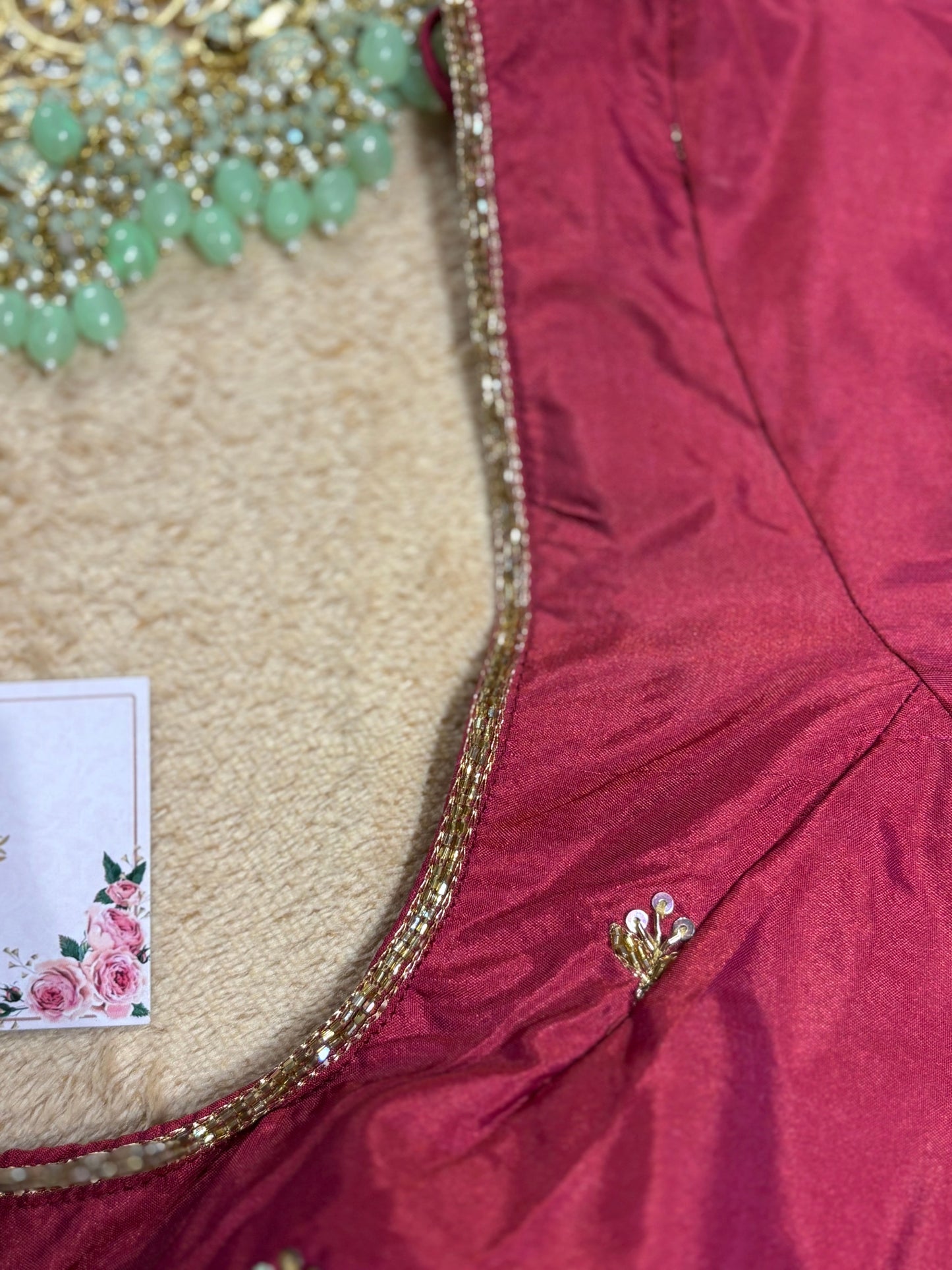 Magenta Bridal Silk Blouse With Zardosi Work kreationbykj
