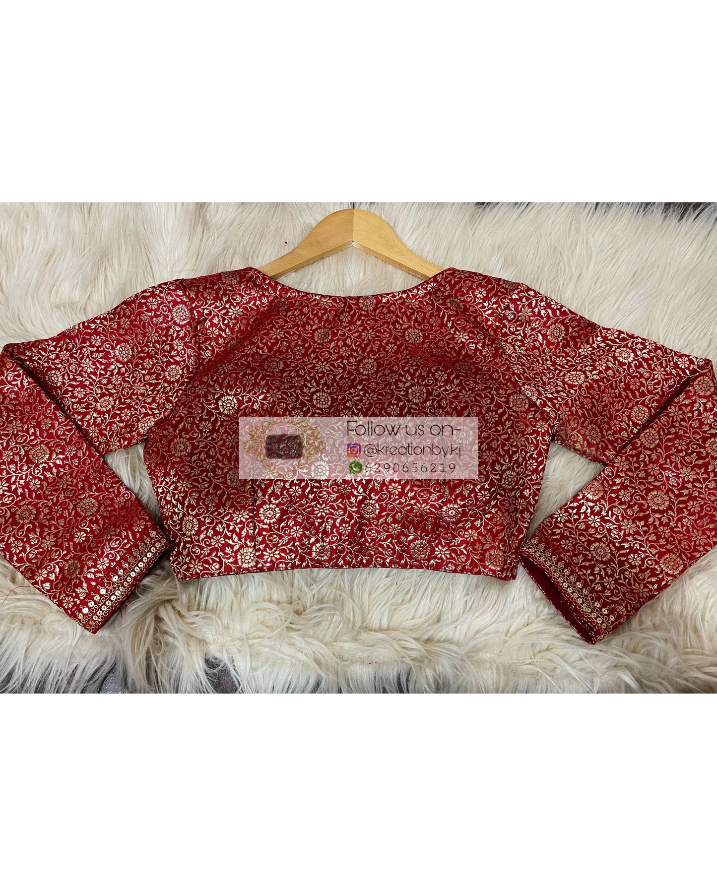 Maroon Brocade Full Sleeve Blouse kreationbykj