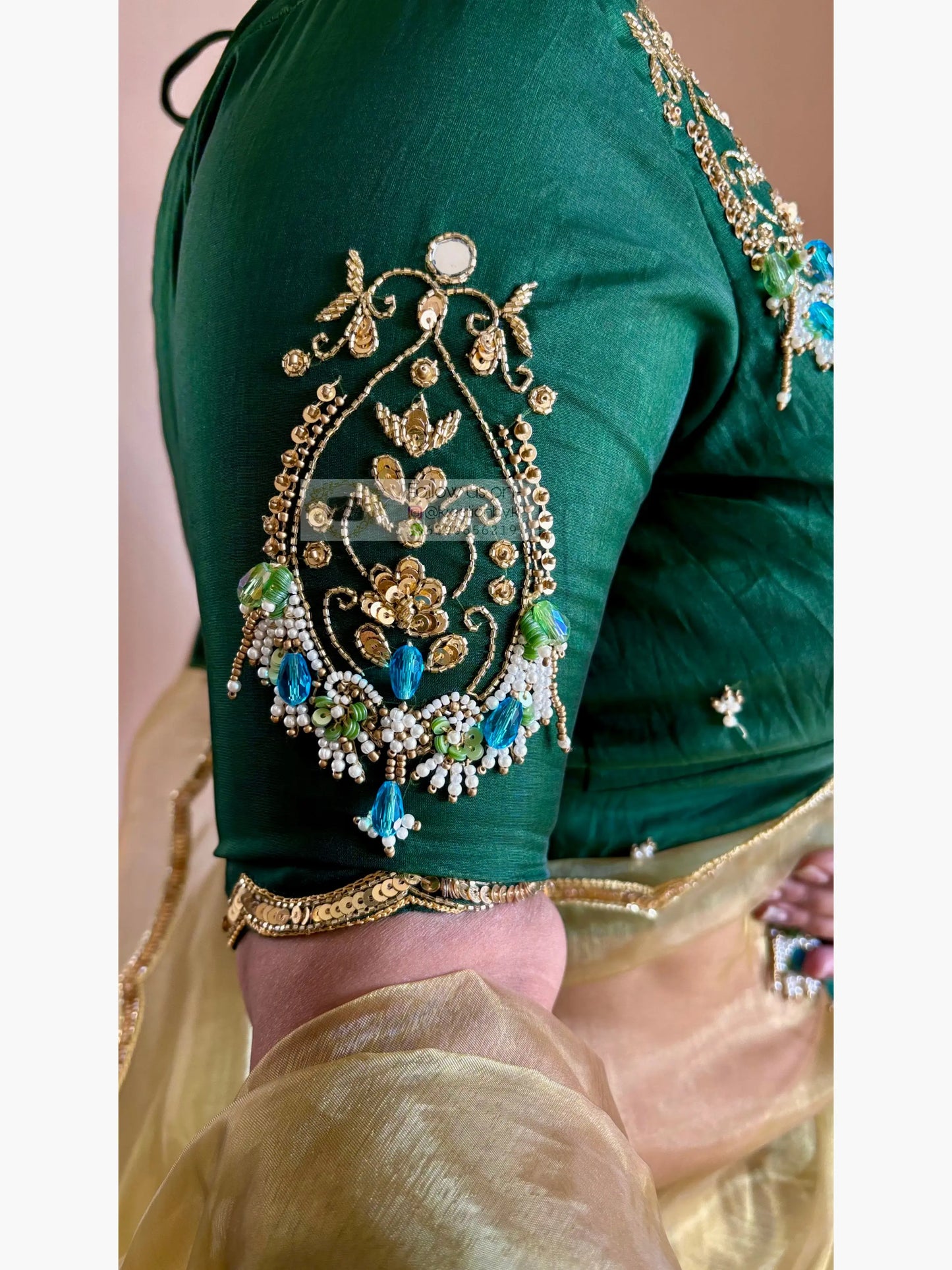 Scent of Yesterday Pista Green Glass Tissue Saree Kreation by KJ