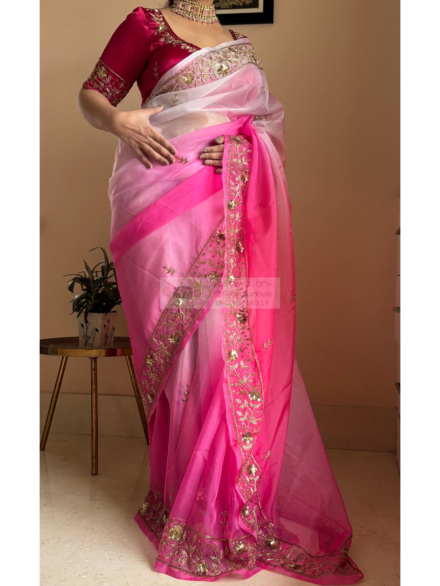 Gulabi Ombré Anaya Saree kreationbykj