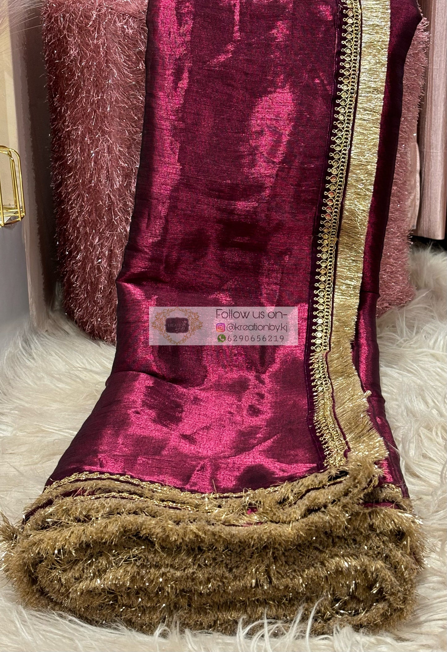 Wine Tissue Banno Saree kreationbykj