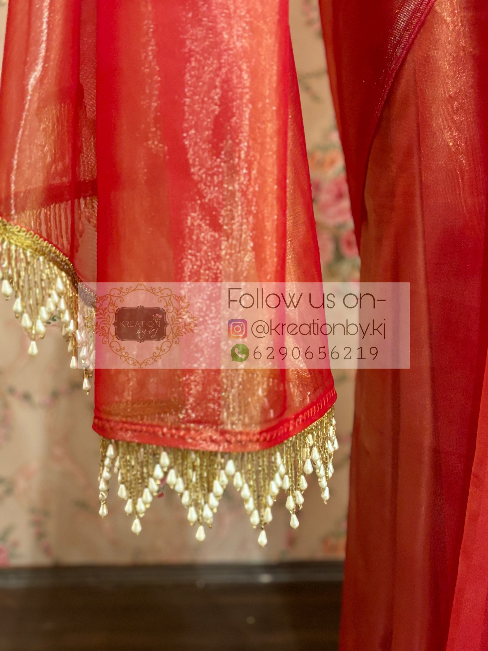 Sunset Orange Tissue Net Saree kreationbykj