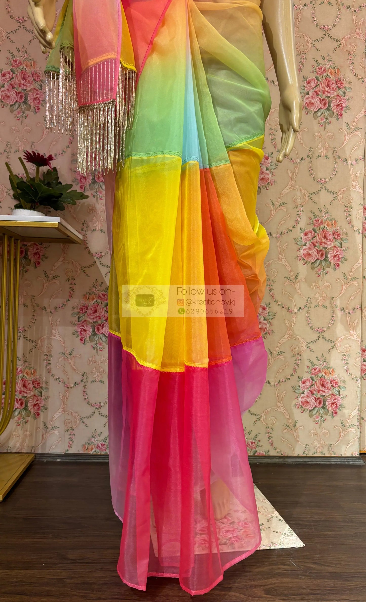 Rainbow Strip Candy Saree kreationbykj