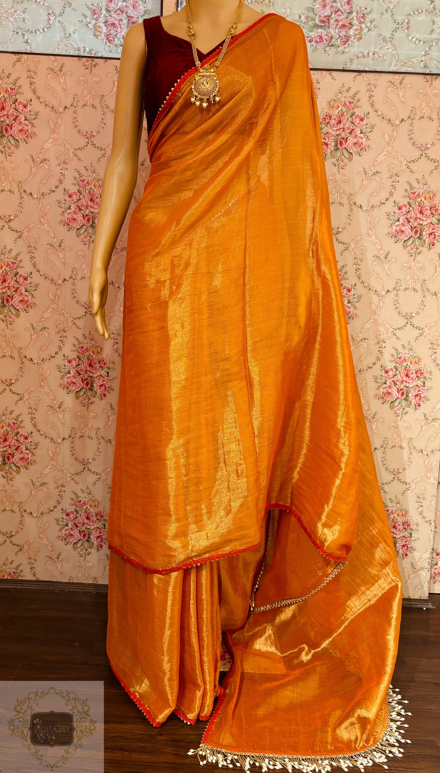 Agni Abha Cotton Tissue Saree kreationbykj