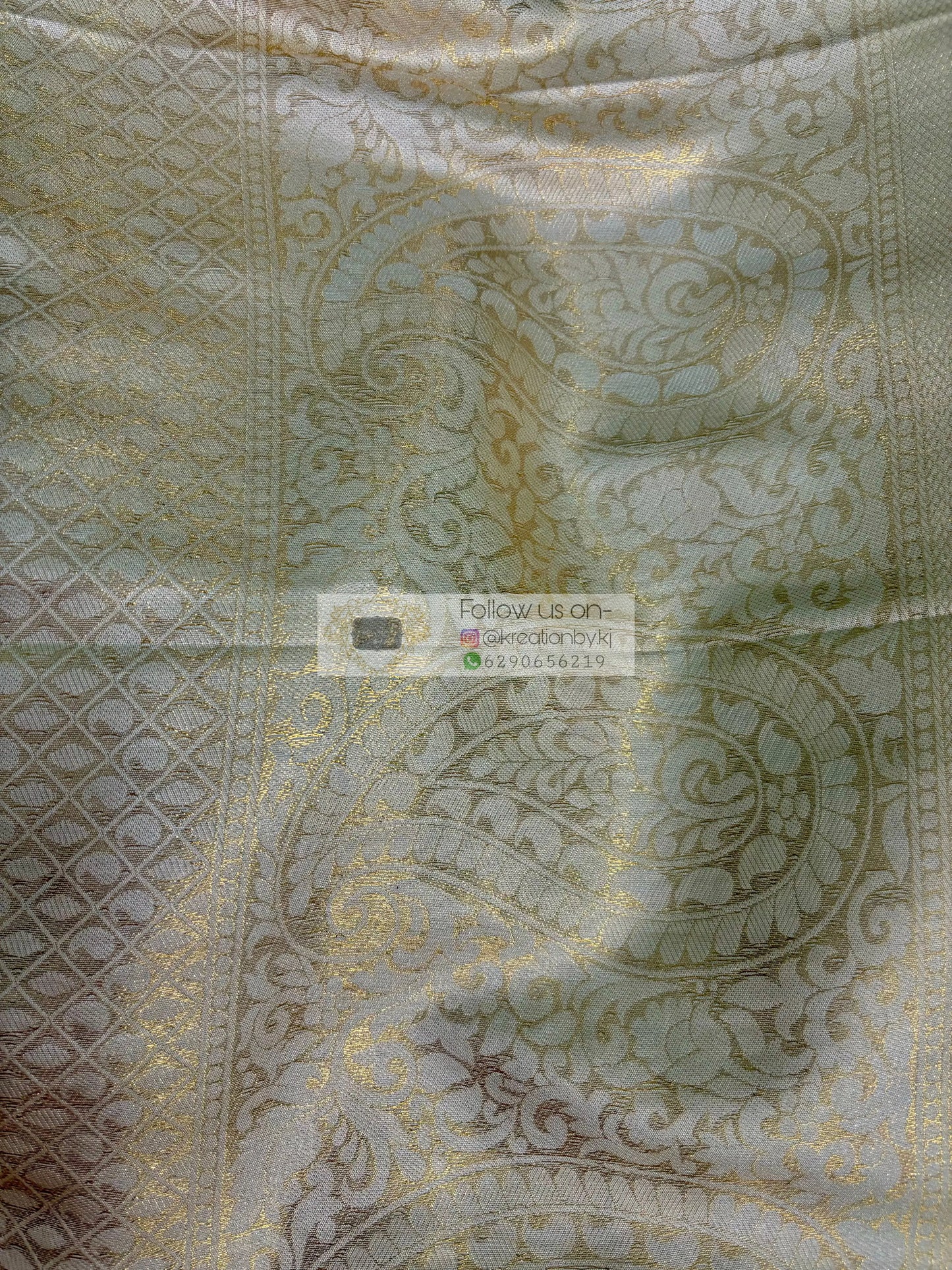 Beige Banarasi Saree with Designer Blouse kreationbykj