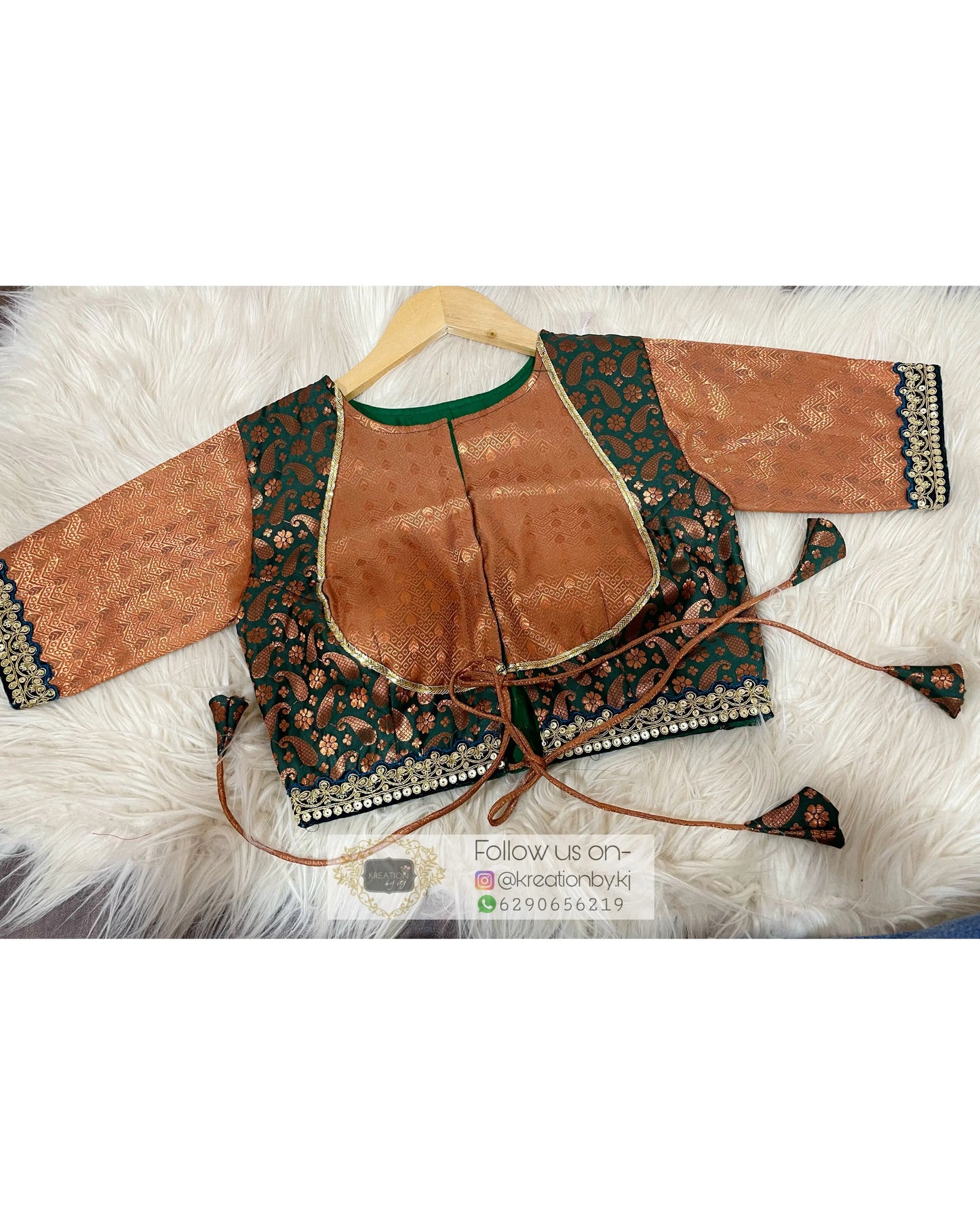 Copper Bottle Green Darbari Cut Blouse Koti Style kreationbykj