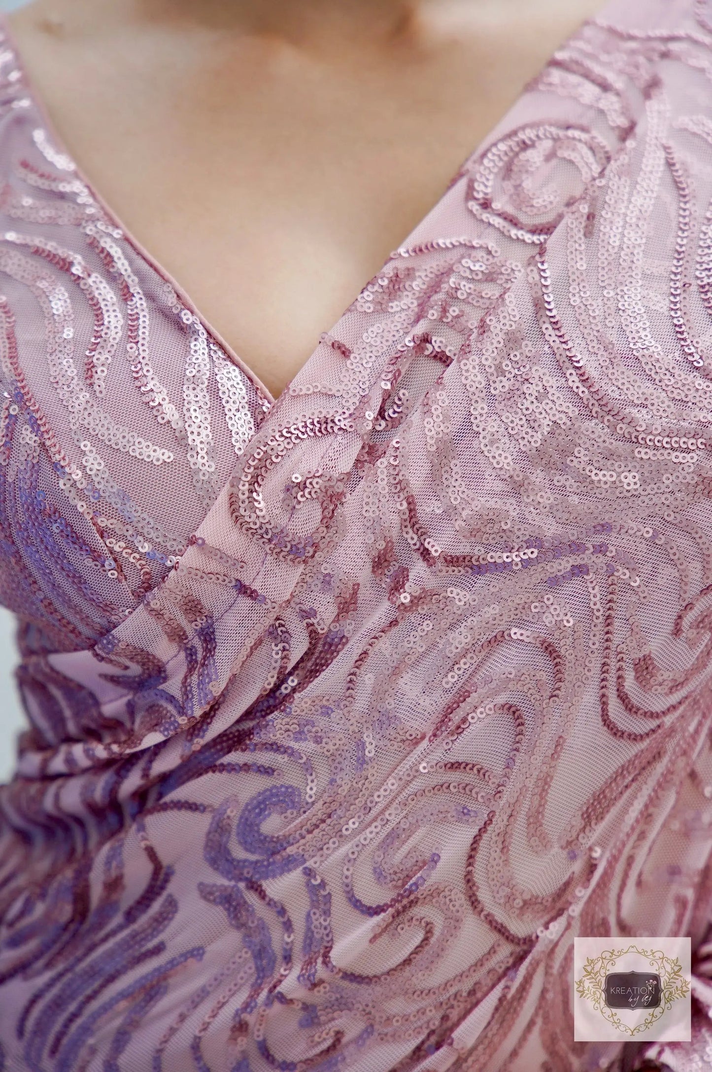 Rose Gold Tides by The Sea Sequin Saree kreationbykj