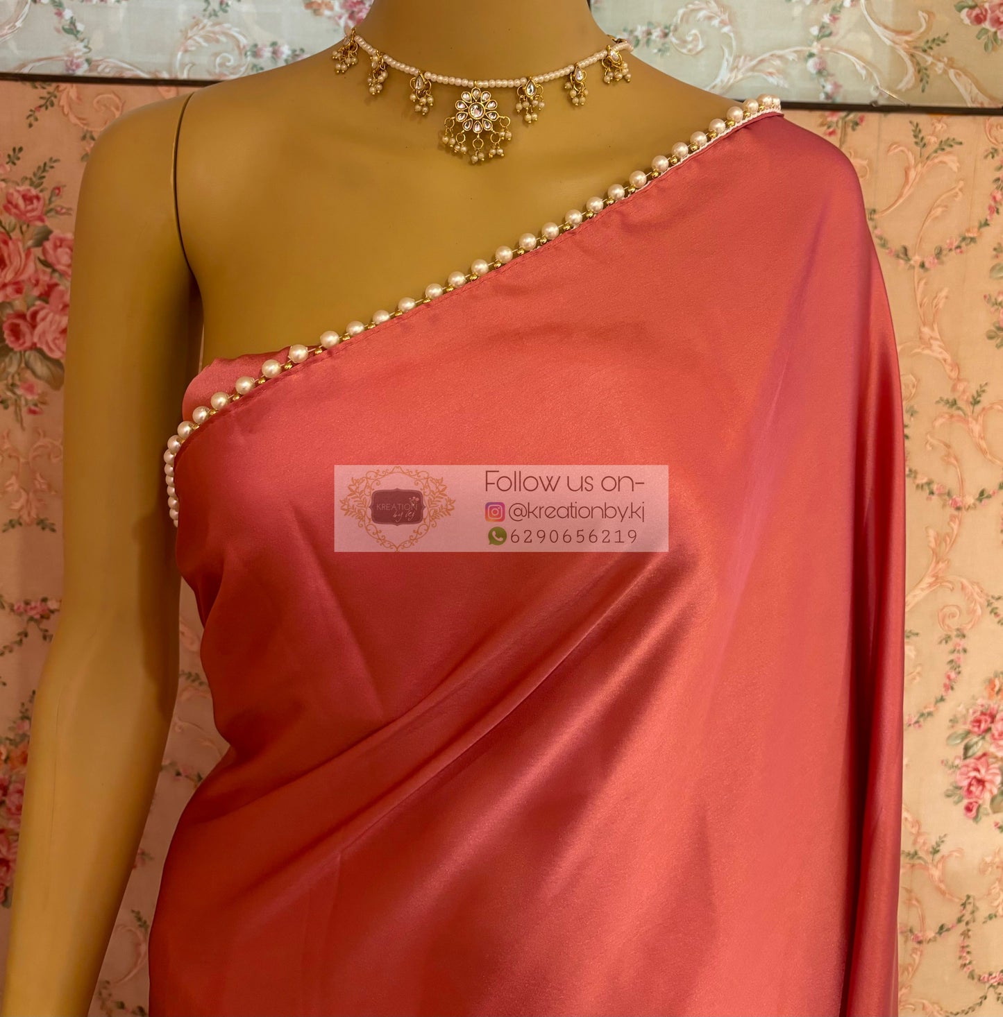 Pink Cherry Blossom Half Saree kreationbykj