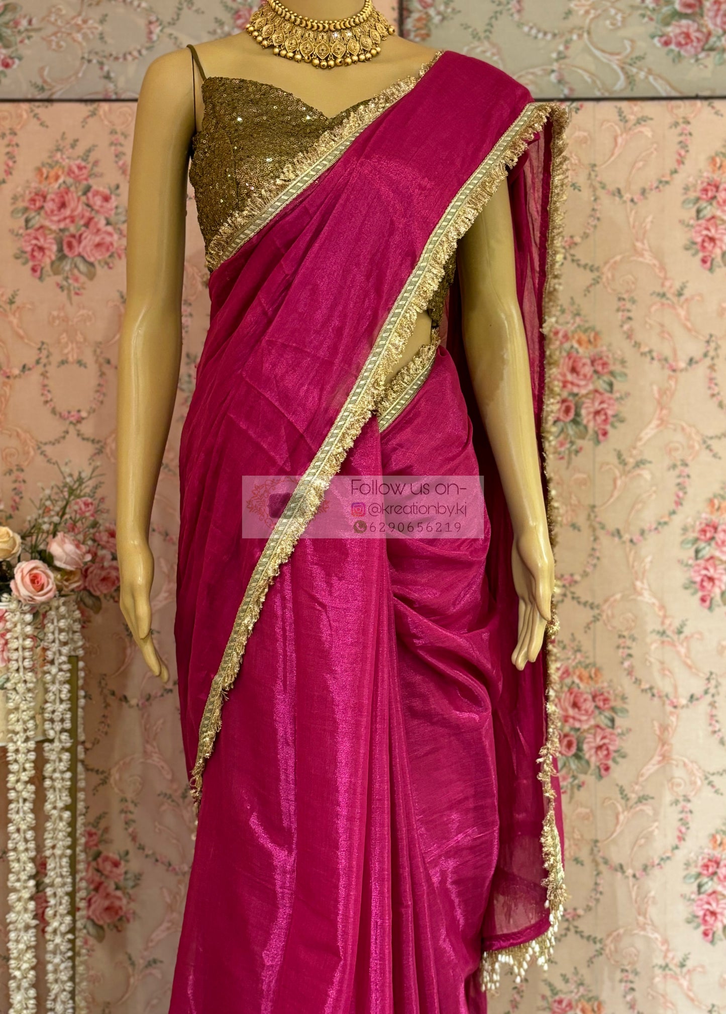 Gulabi Banno Tissue Saree
