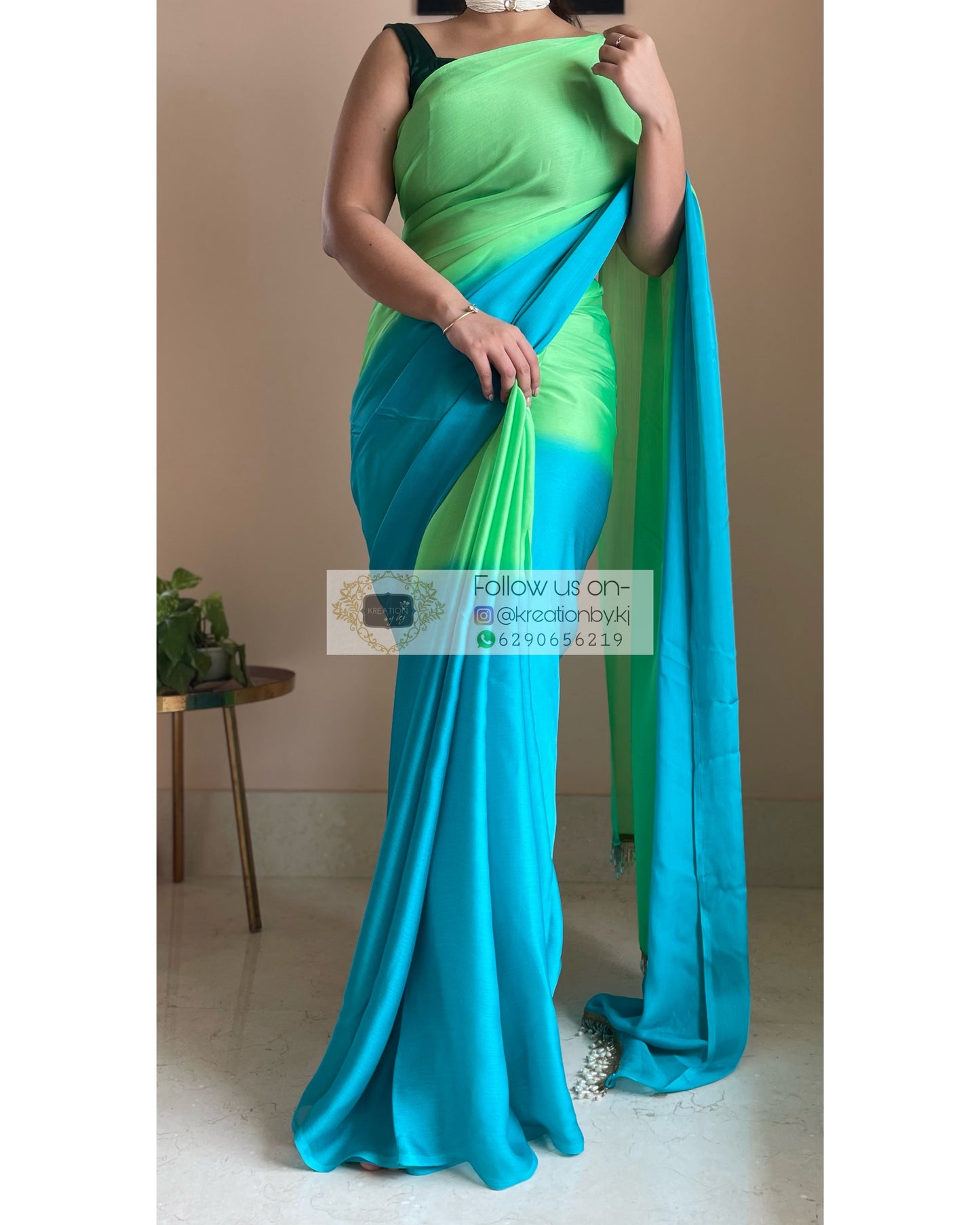 Mojito Ombré Chinnon Saree kreationbykj