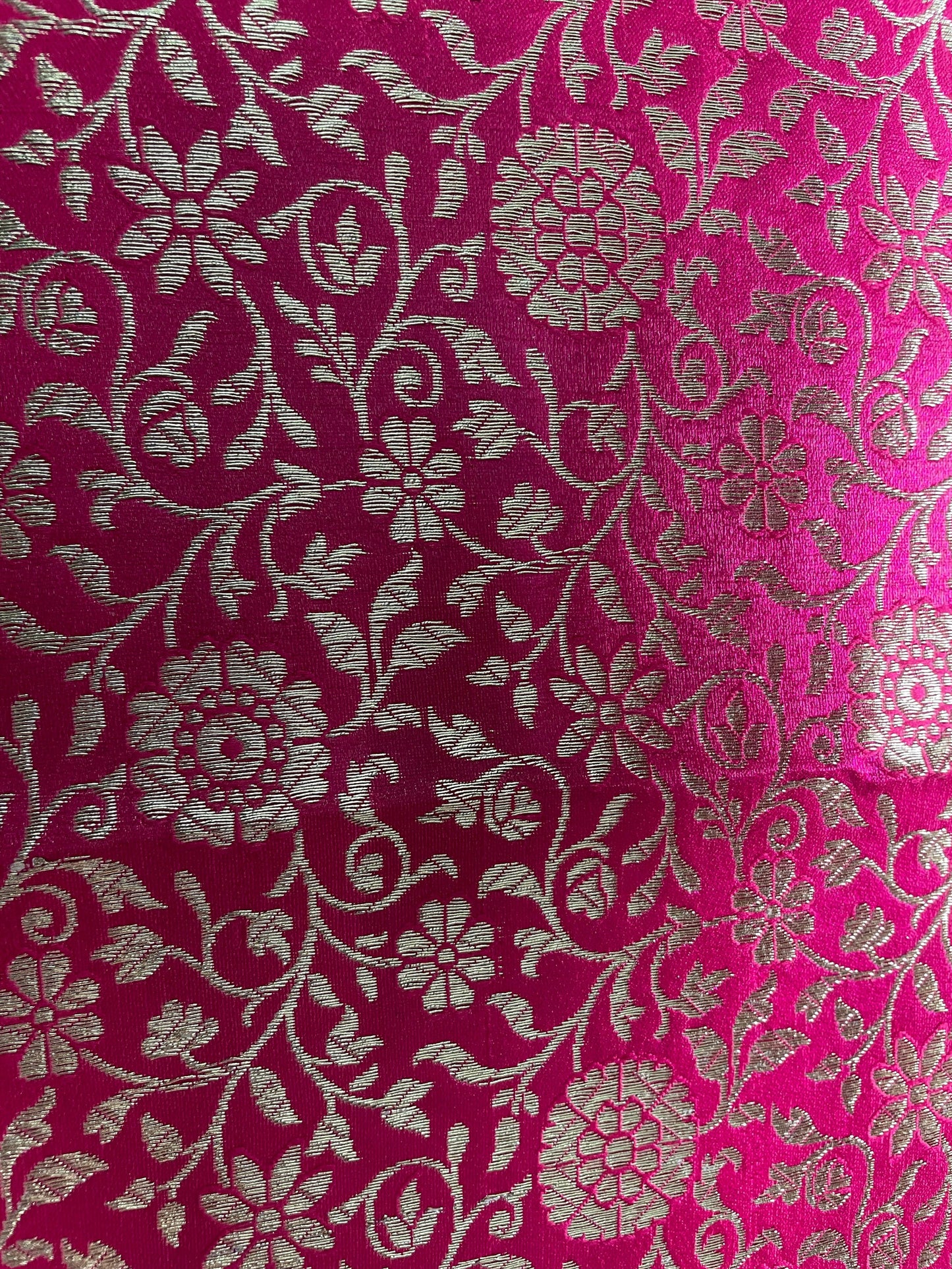 Fuchsia Pink Banarasi Brocade Fabric kreationbykj