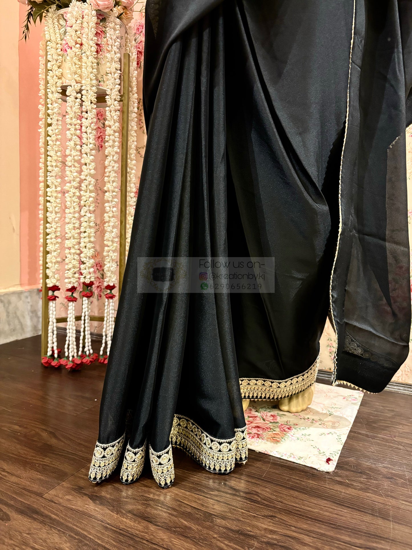 Black Georgette Cocktail Saree kreationbykj