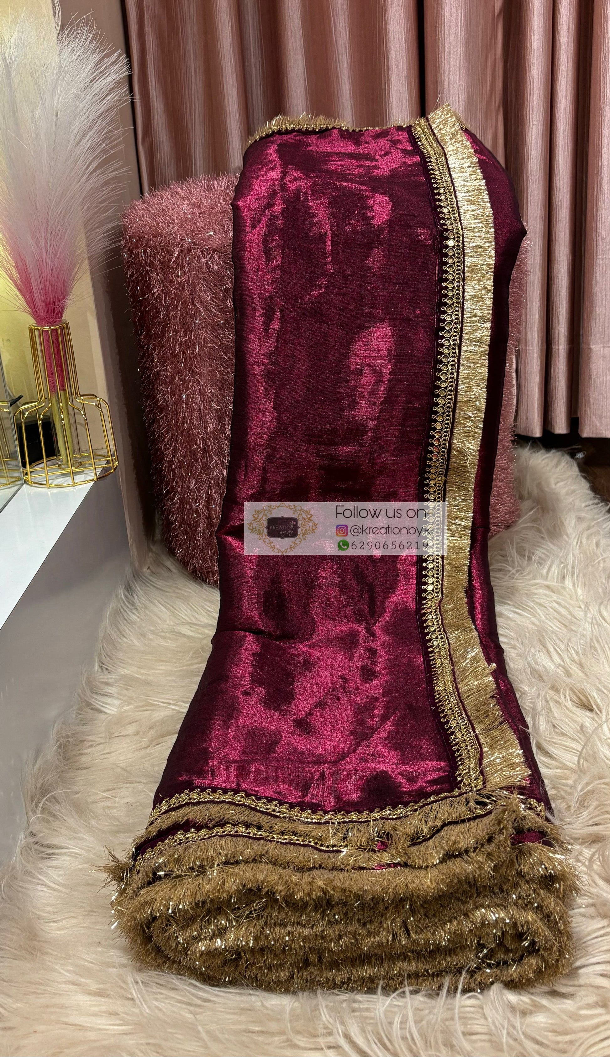 Wine Tissue Banno Saree kreationbykj
