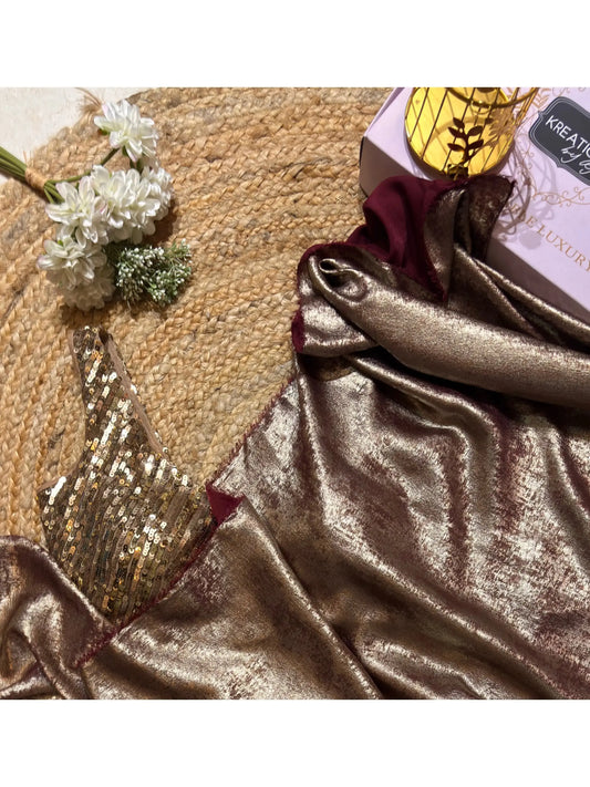 Golden Knotted Sequin Sleeveless Blouse Kreation by KJ