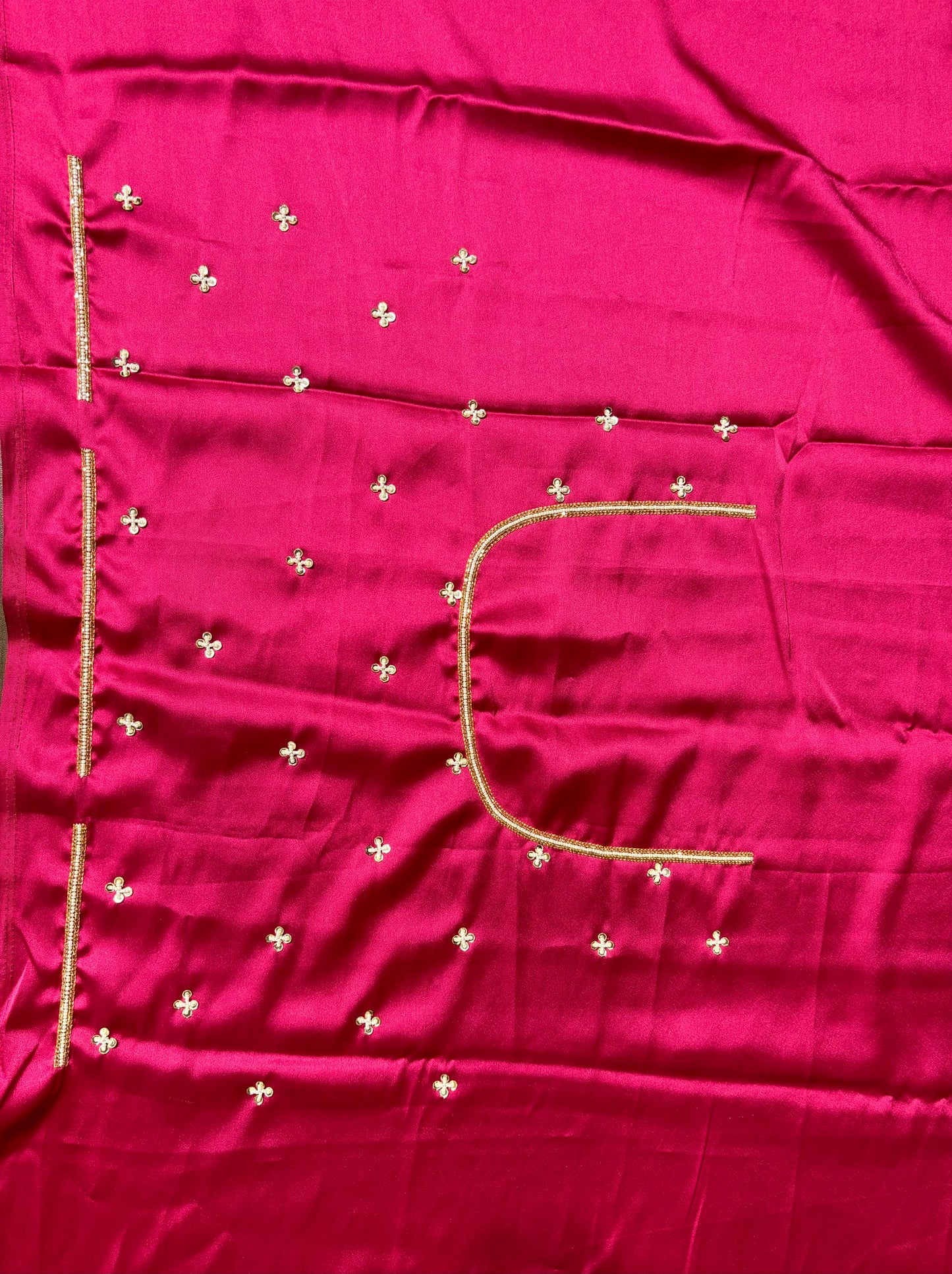 Hot Pink Cutdana Jaal Net Saree kreationbykj