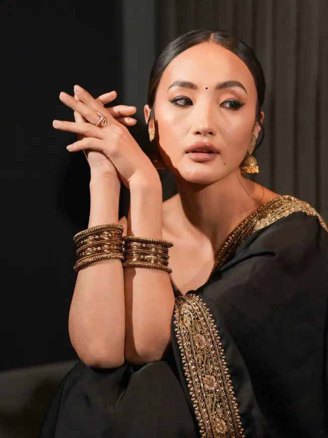 Black Zarina Saree kreationbykj
