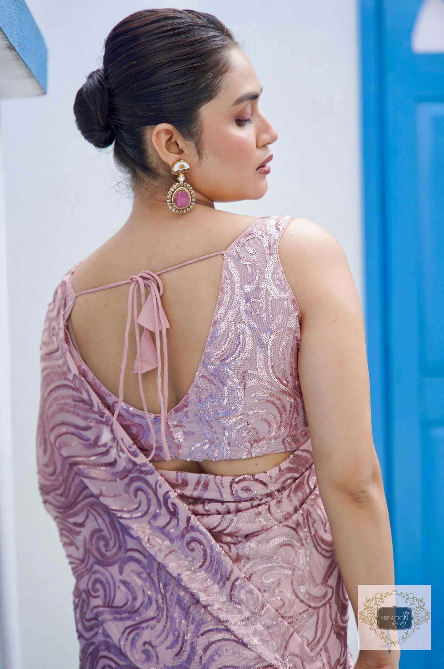 Rose Gold Tides by The Sea Sequins Saree
