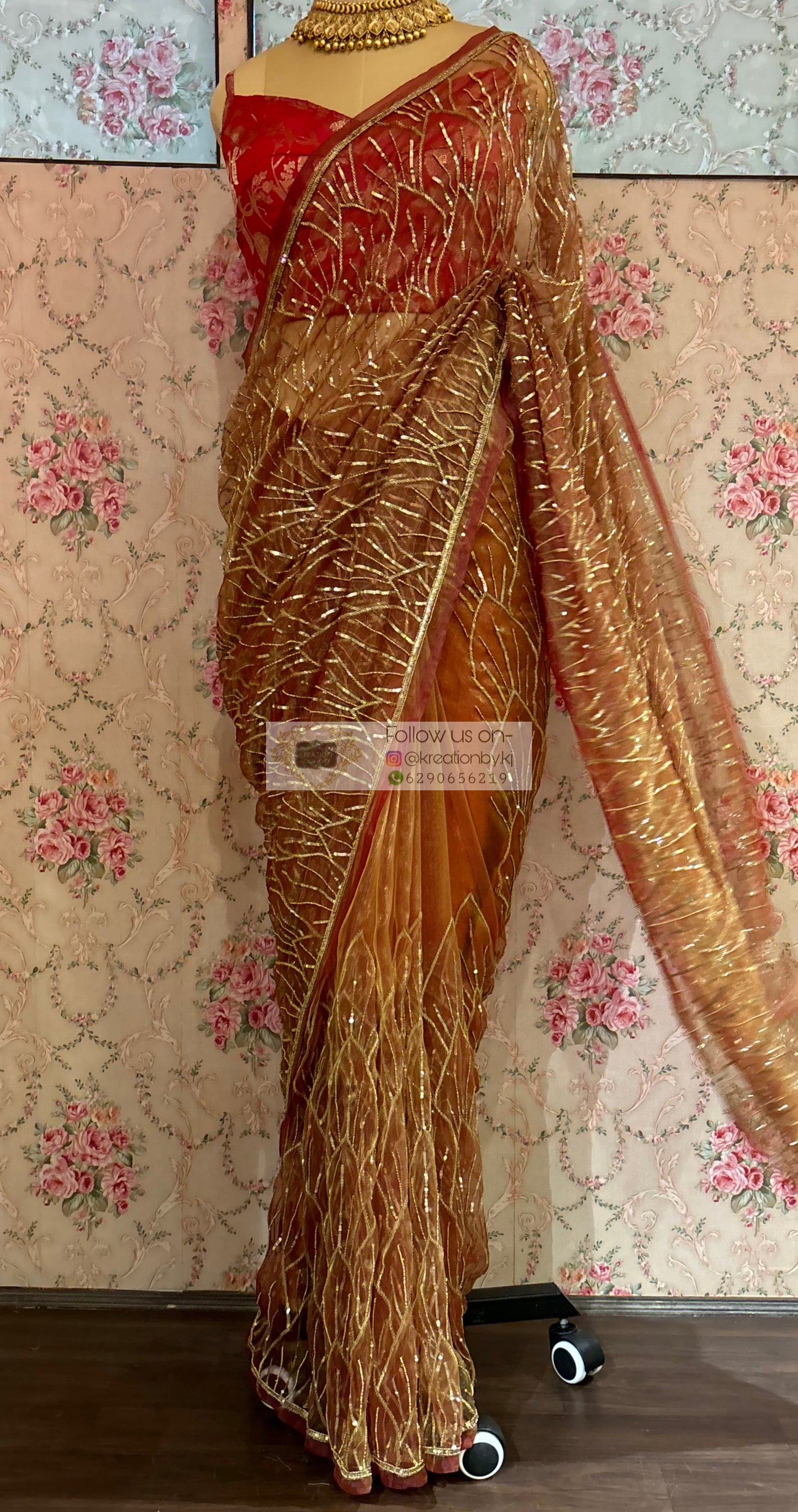 Liquid Gold A Sky full of Stars Saree For Reception kreationbykj