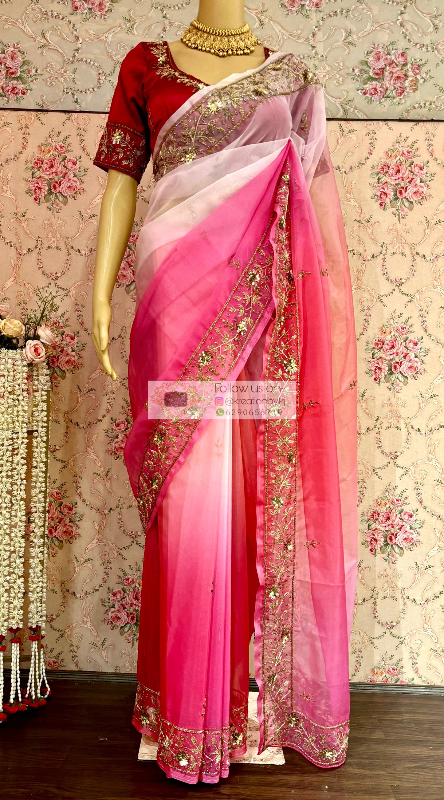 Gulabi Ombré Anaya Saree kreationbykj
