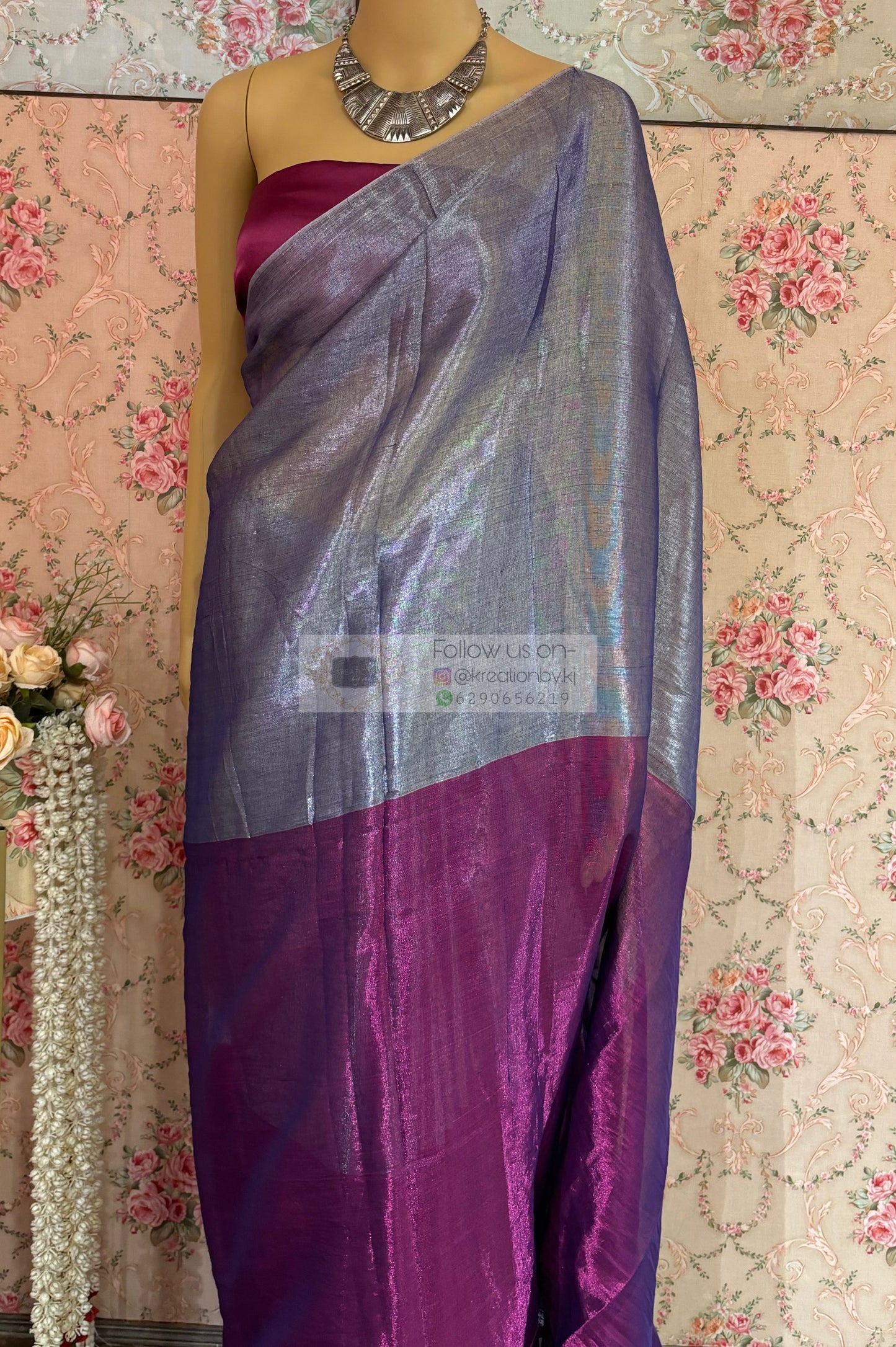 Jamun Gola Cotton Tissue Saree kreationbykj