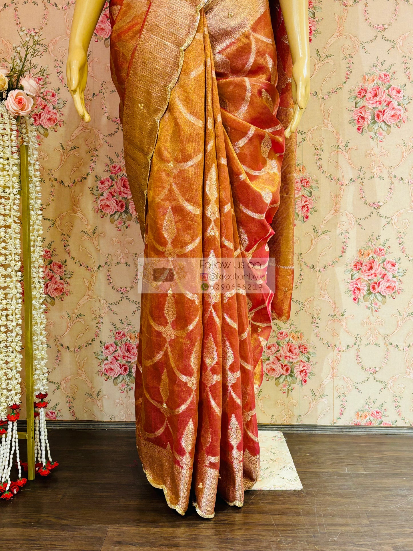 Pink Banarasi Tissue Piyali Saree For Wedding kreationbykj