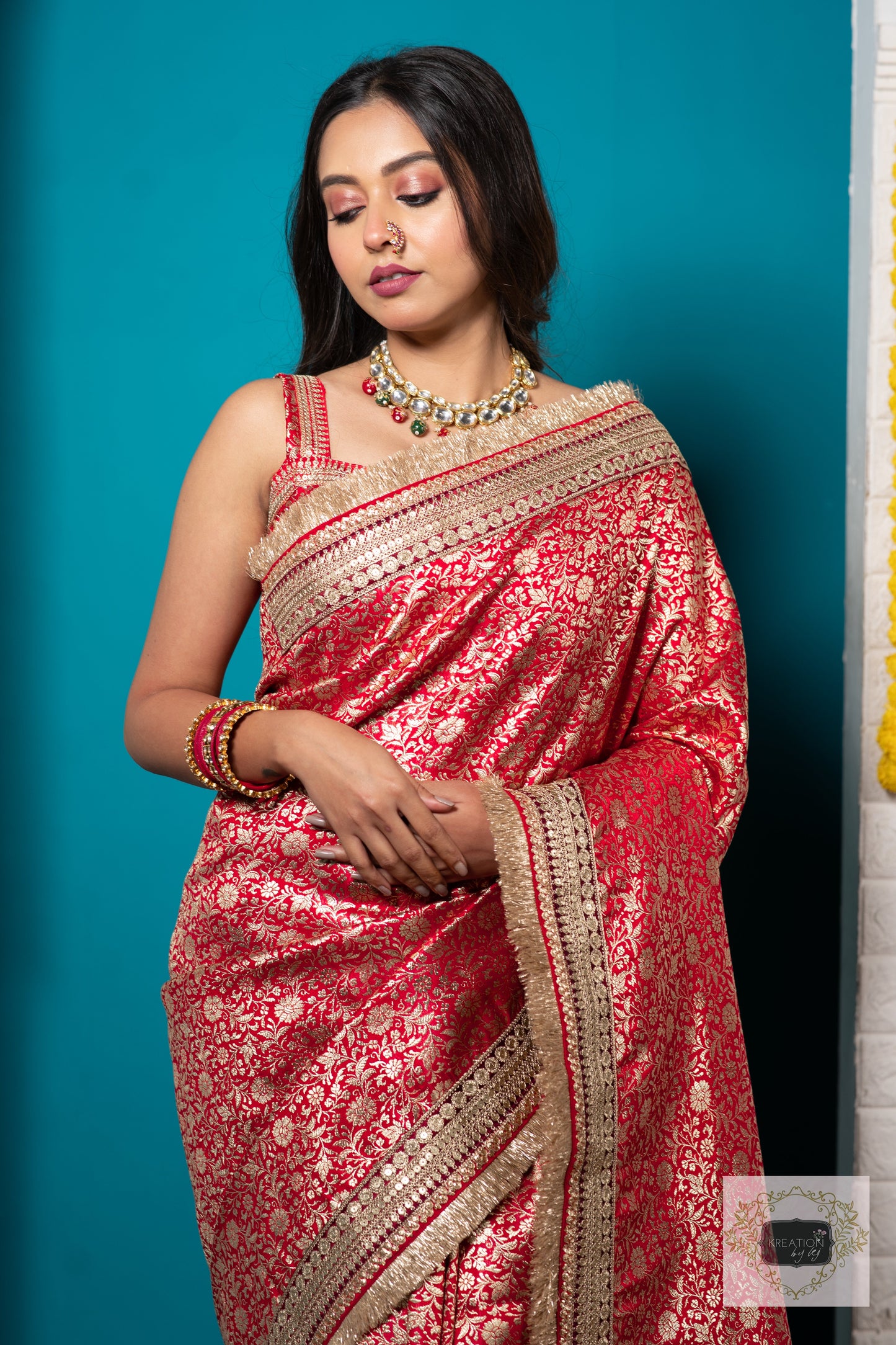 Red Banarasi Brocade Fabric