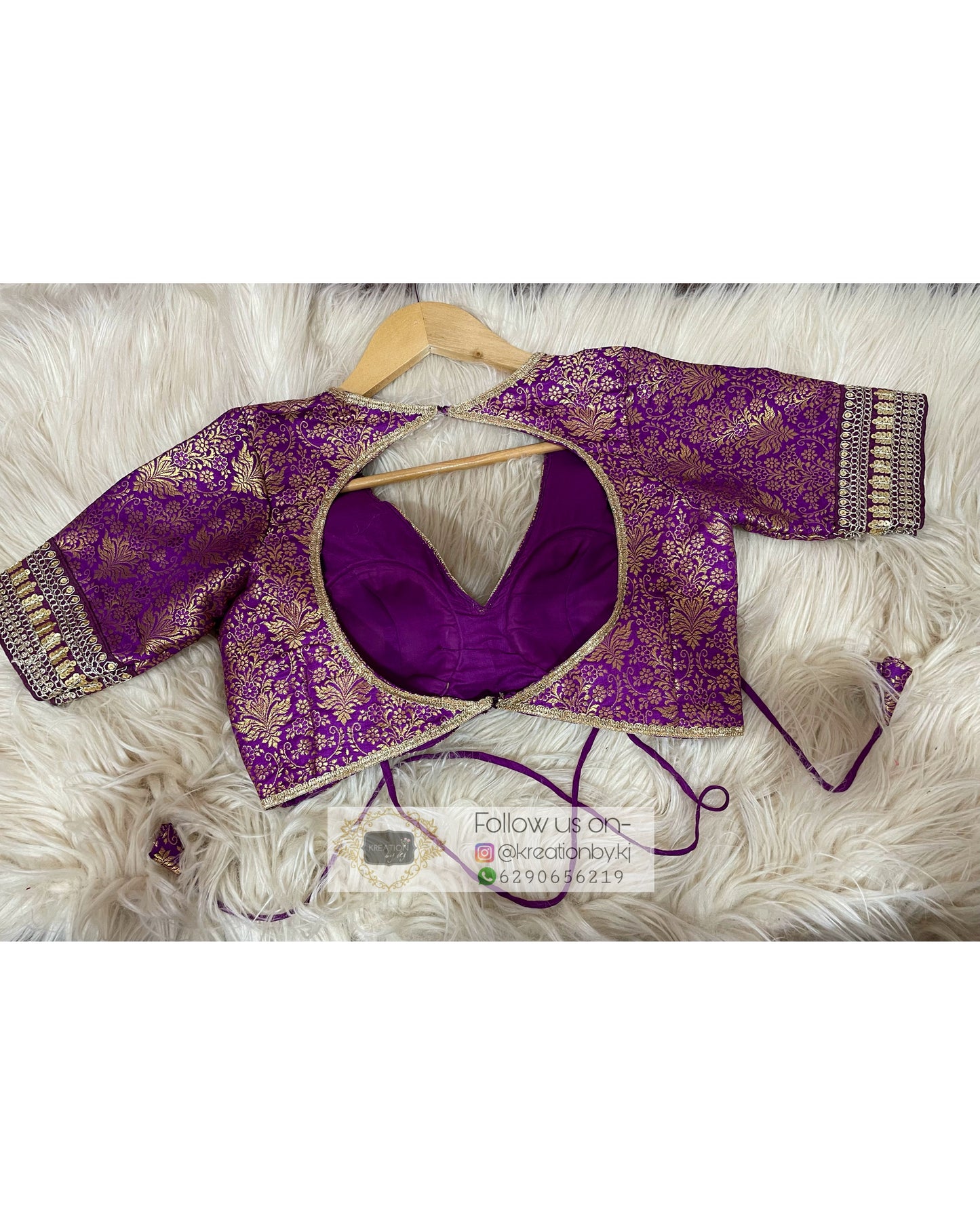 Purple Brocade Choli Blouse