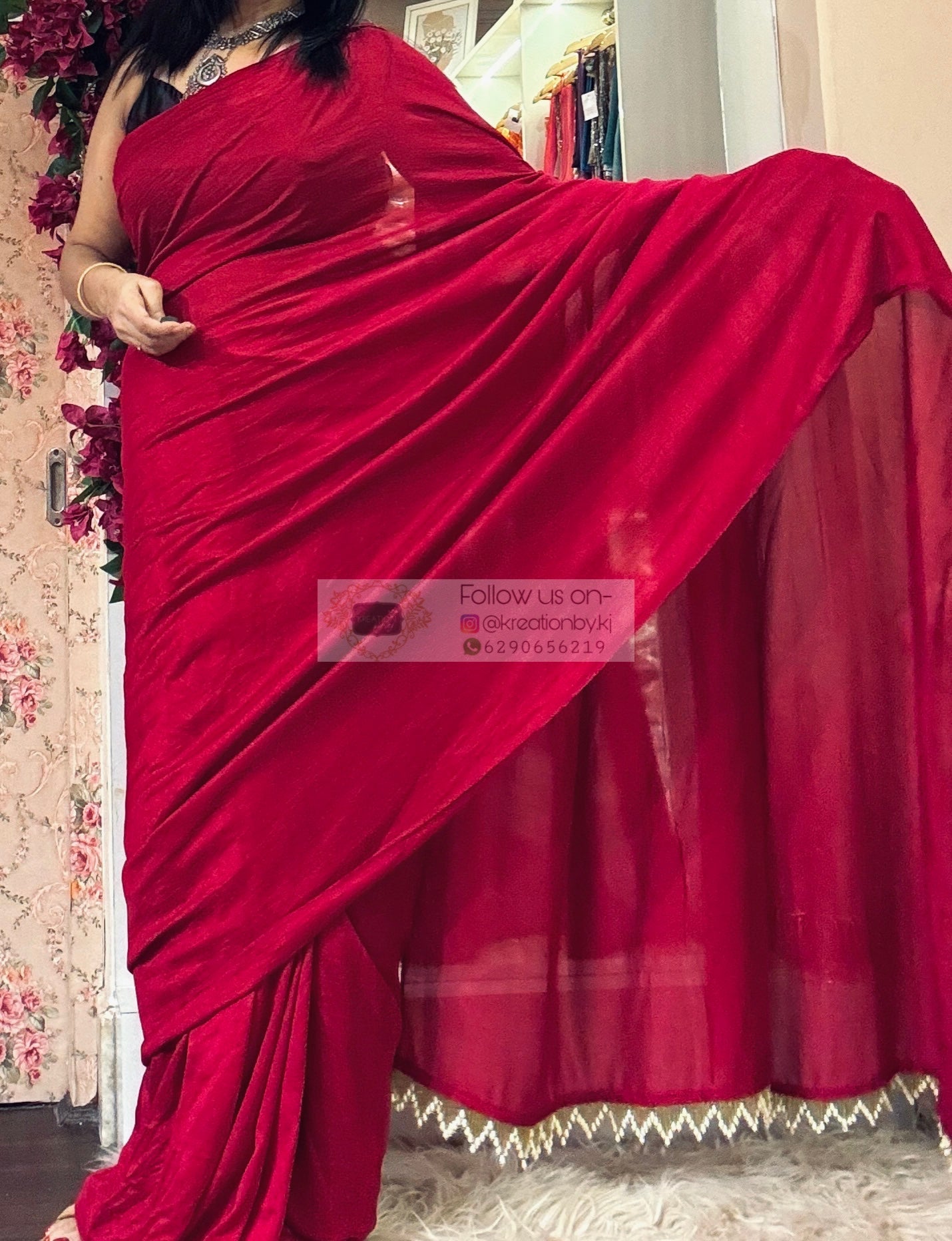 Pink Petunia Saree with Handmade Tassels on Pallu kreationbykj