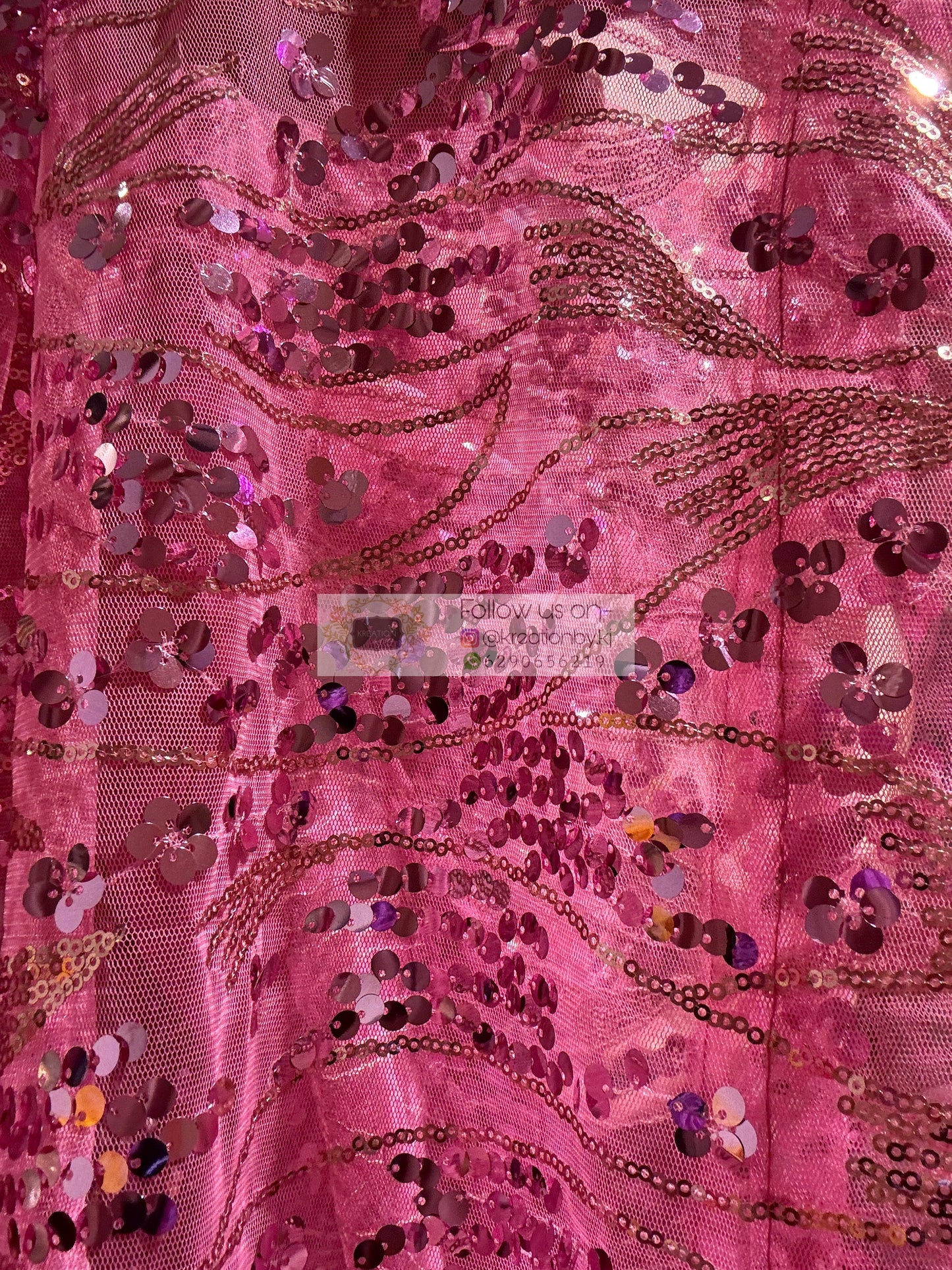 Pink Mermaid Sequin Partywear Saree kreationbykj