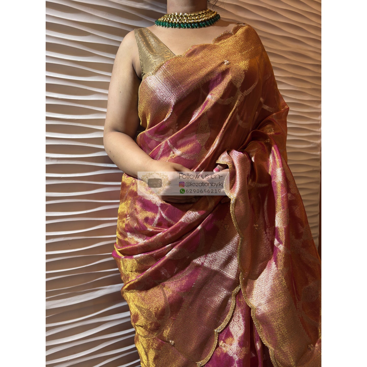 Pink Banarasi Tissue Piyali Saree For Wedding kreationbykj