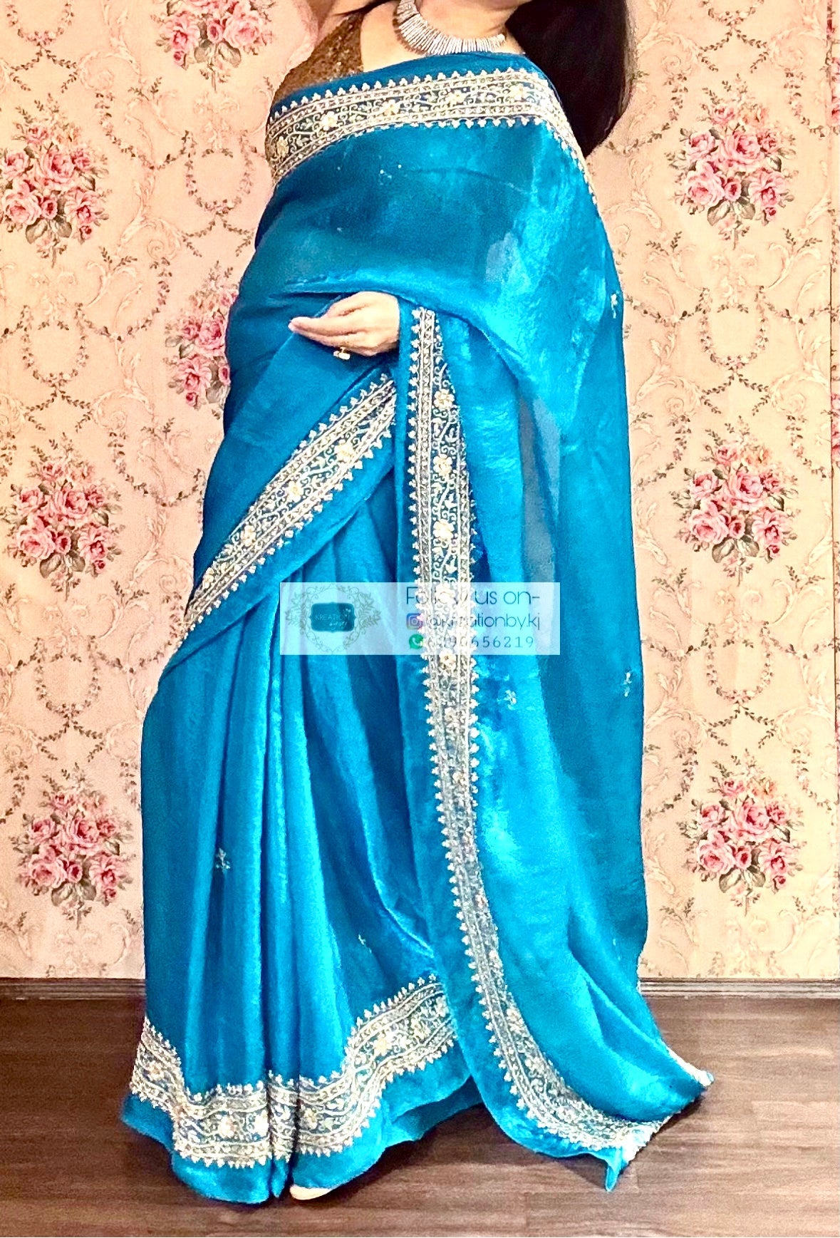 Persian Blue Zarina Saree kreationbykj